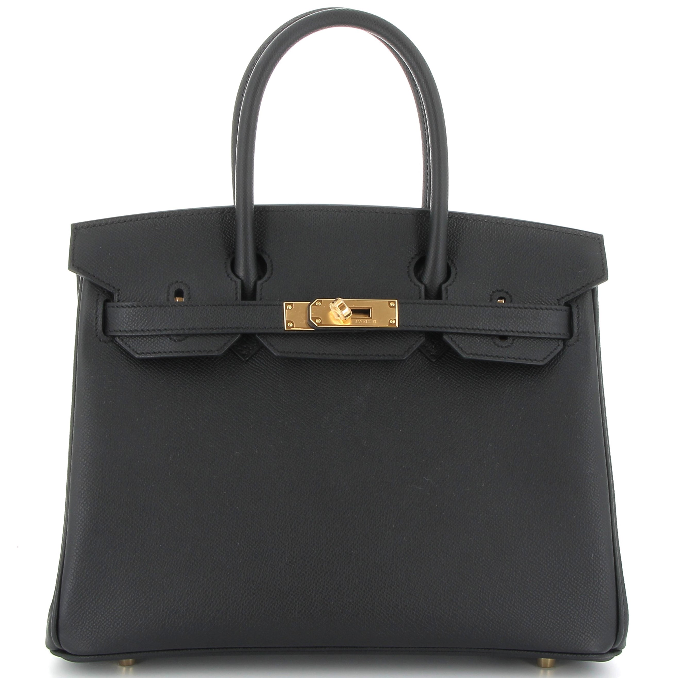 HERMES Birkin 30 Noir Epsom Gold Hardware