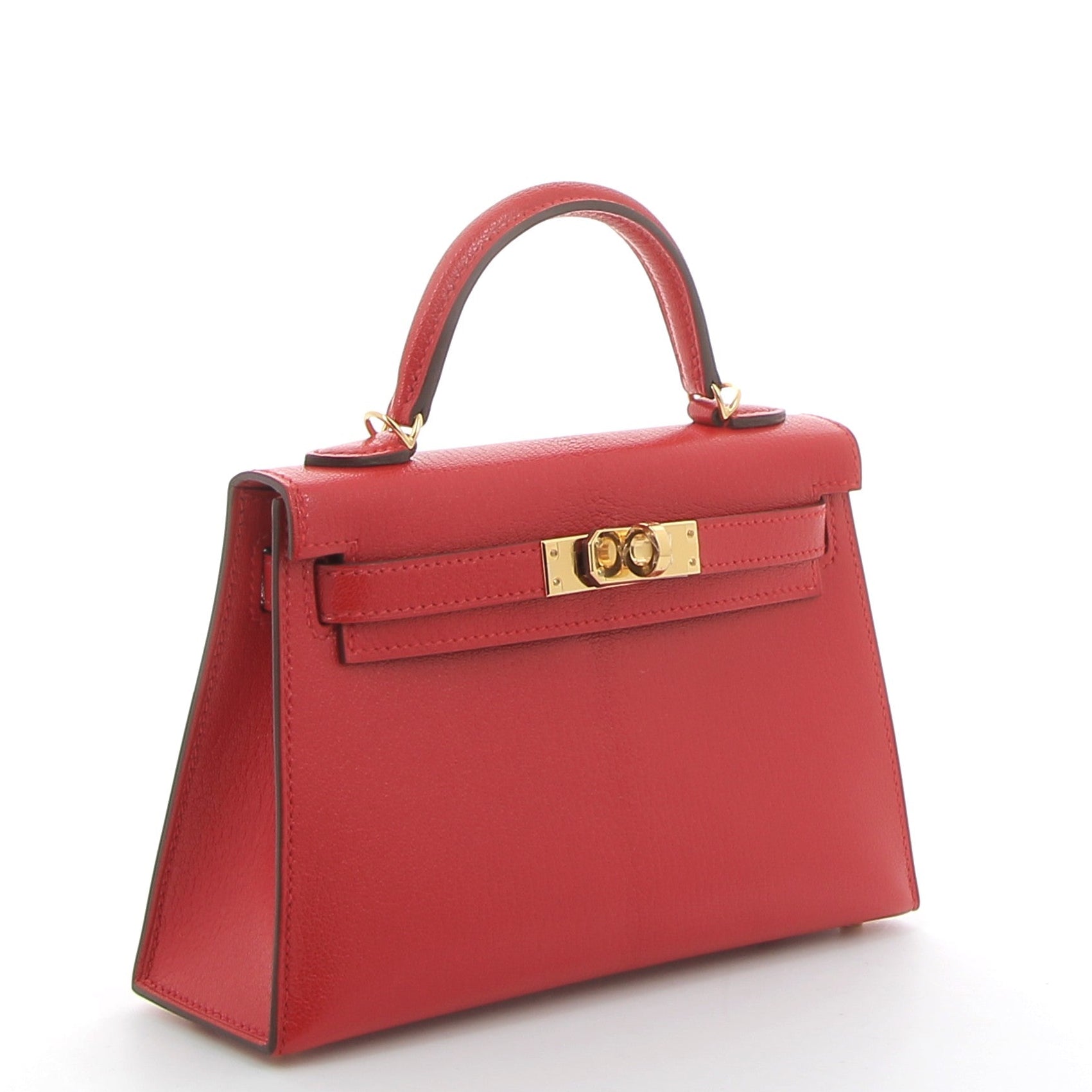 HERMES Kelly 20 Rouge de Coeur Chèvre Leather Yellow Gold Hardware