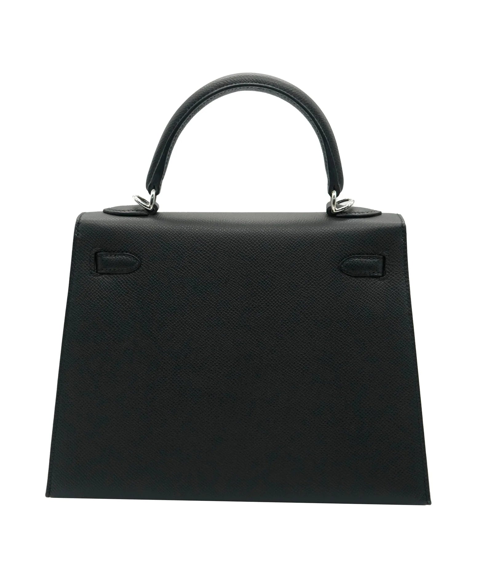 HERMES Kelly 25 Noir Epsom Palladium Hardware