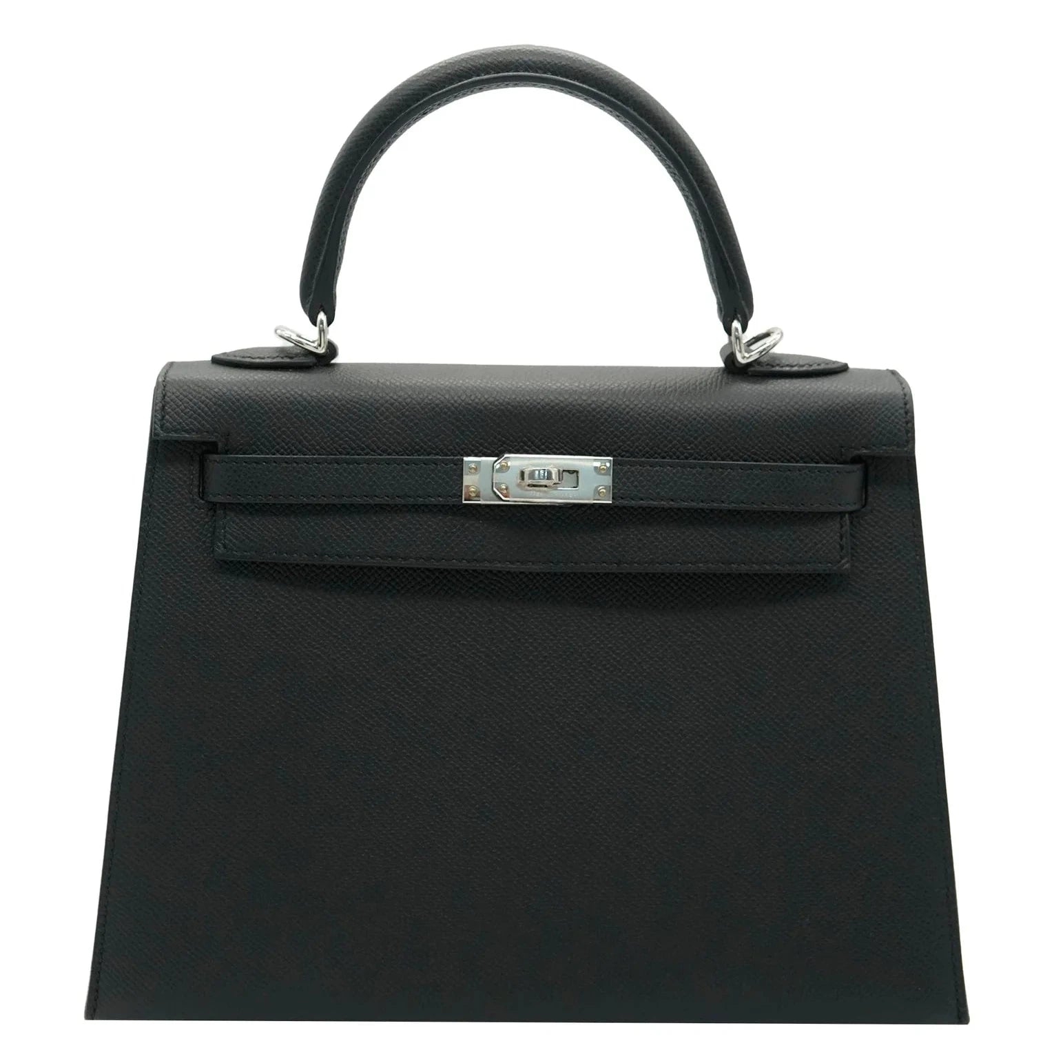 HERMES Kelly 25 Noir Epsom Palladium Hardware