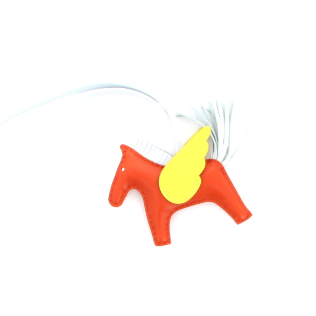 HERMÈS Charms Pegasus Bleu Brume/Orange Agneau Milo Lambskin Leather