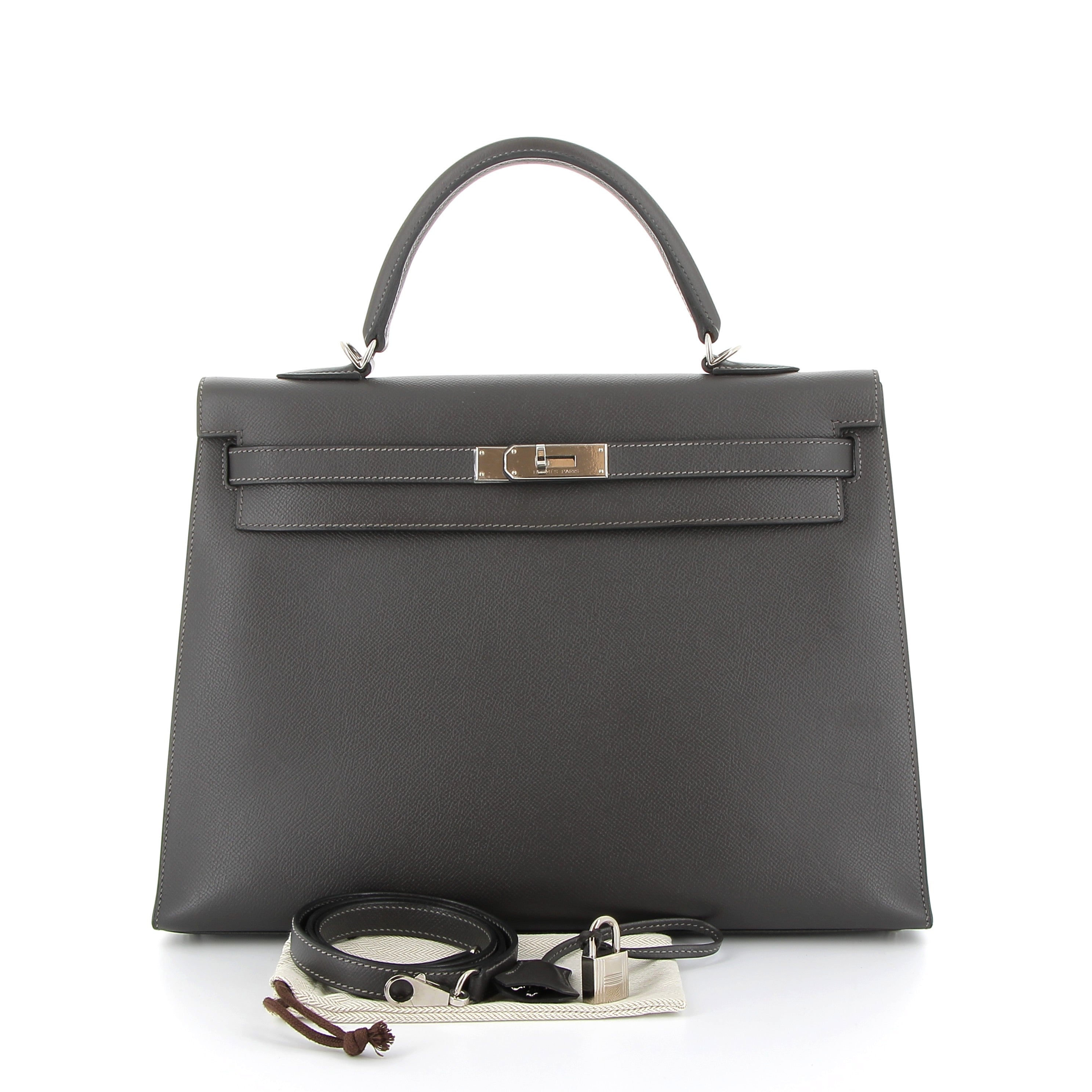 HERMÈS Kelly 35 Ardoise Epsom Leather Palladium Hardware