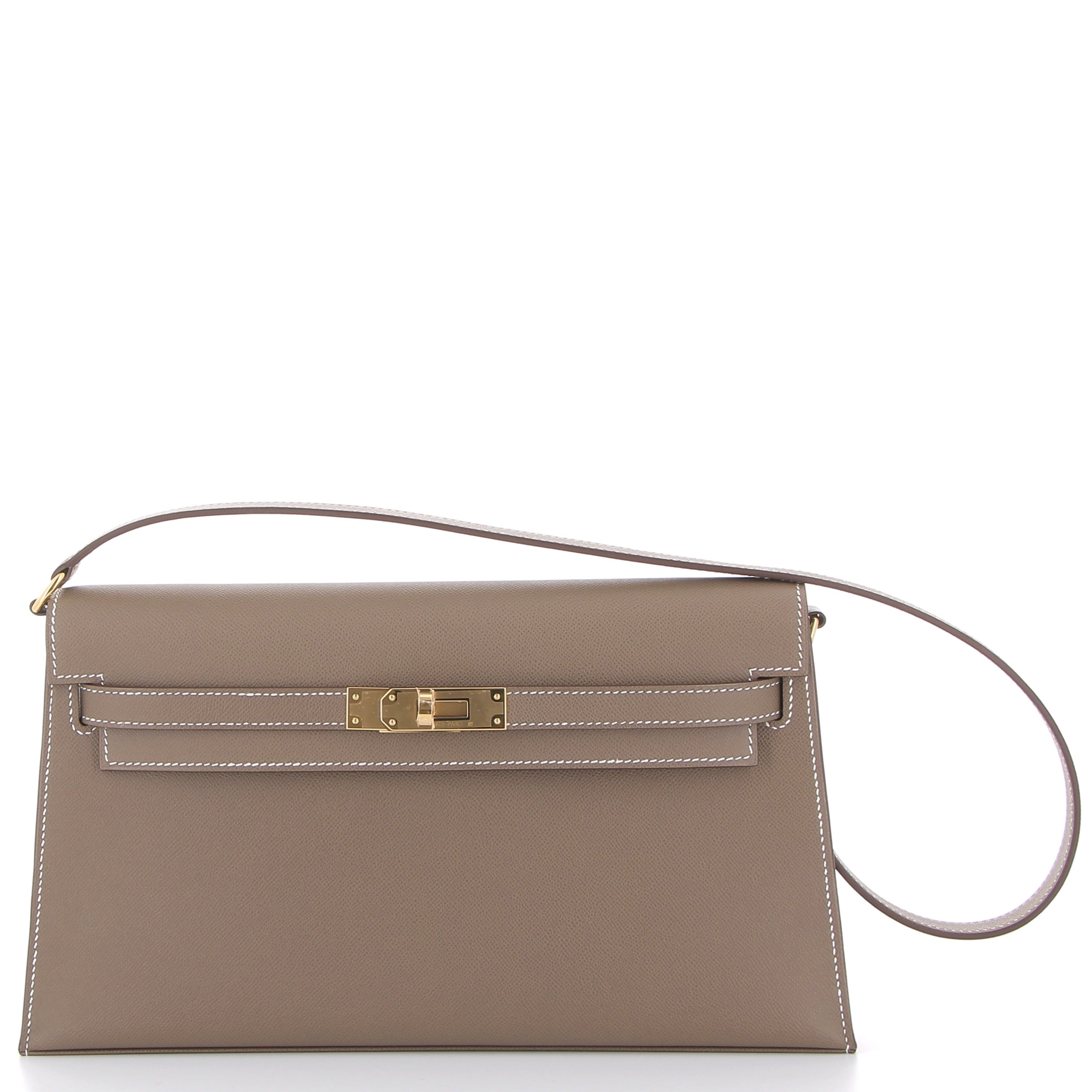 HERMES Kelly Elan Etoupe Epsom Yellow Gold Hardware