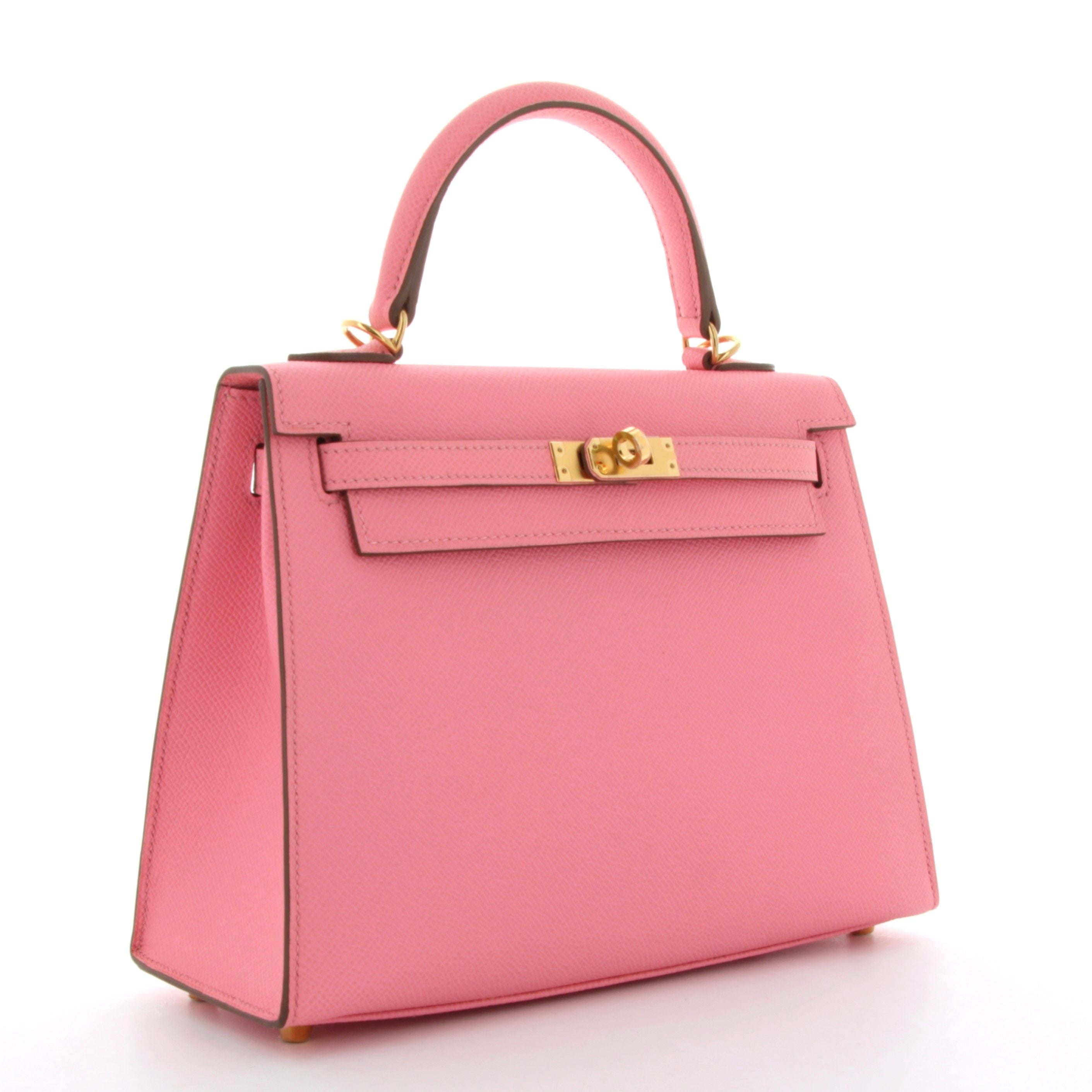 HERMES Kelly 25 Rose Confetti Epsom Gold Hardware