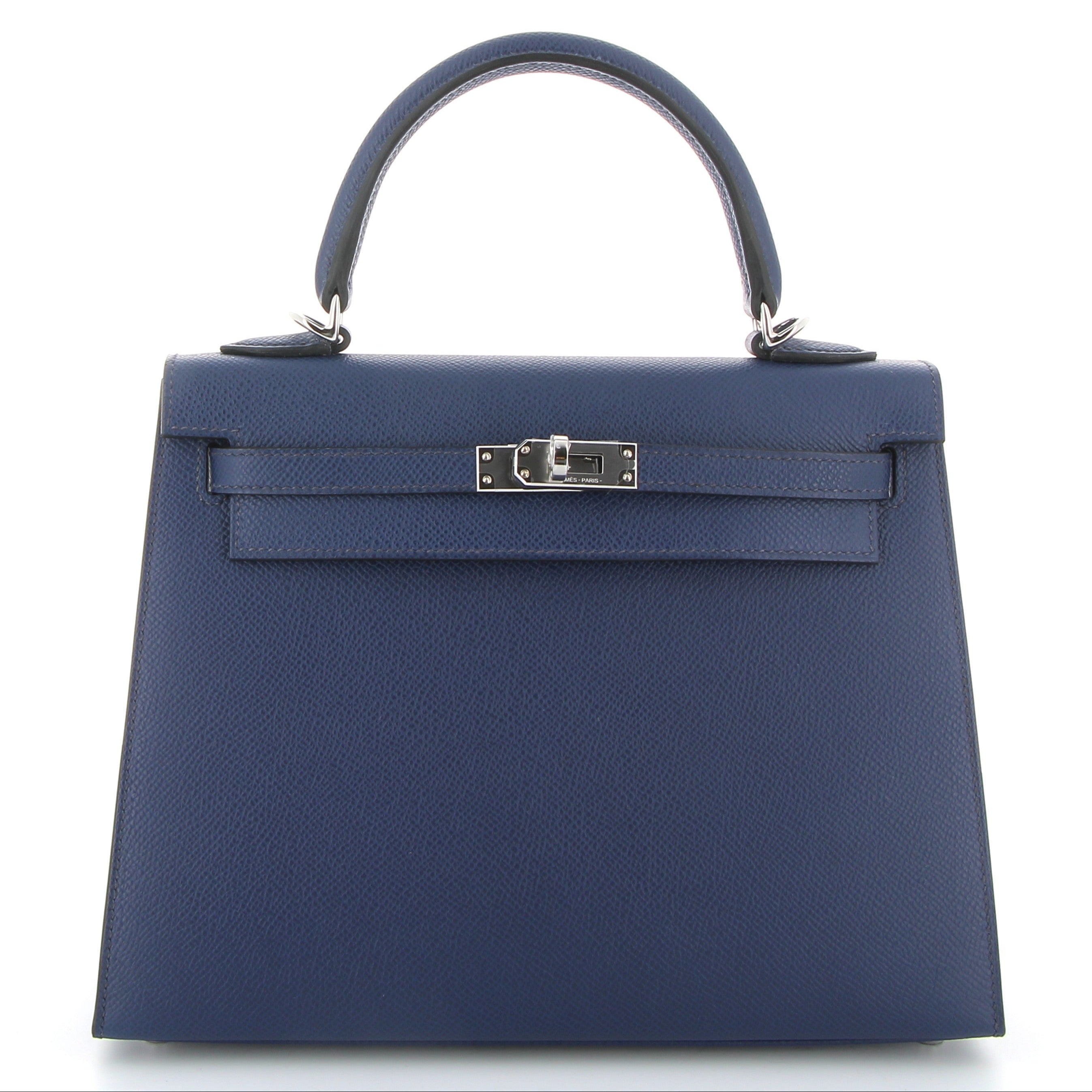 HERMÈS Kelly 25 Bleu Saphir Epsom leather Palladium hardware