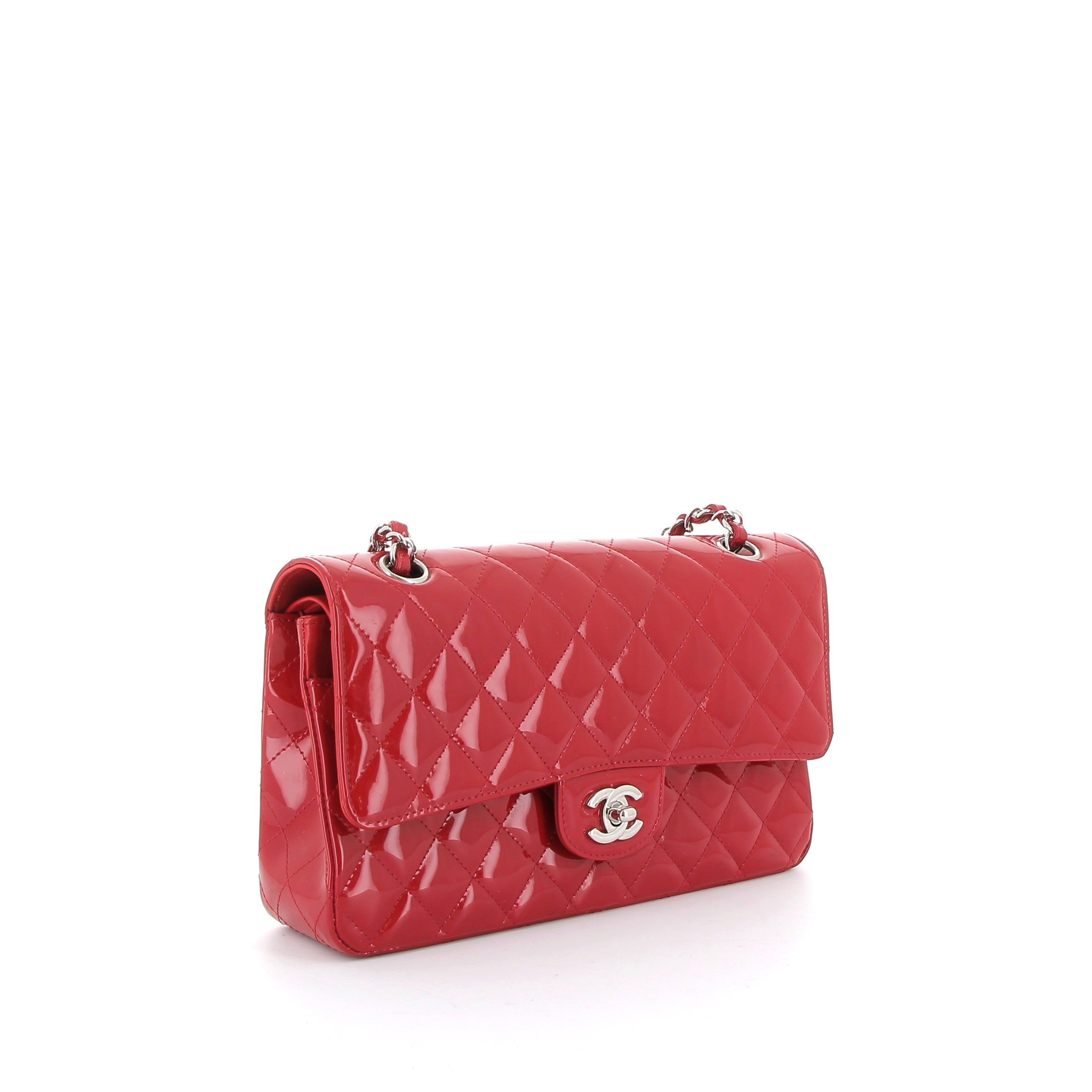 CHANEL Timeless Red Patent Leather Palladium Hardware