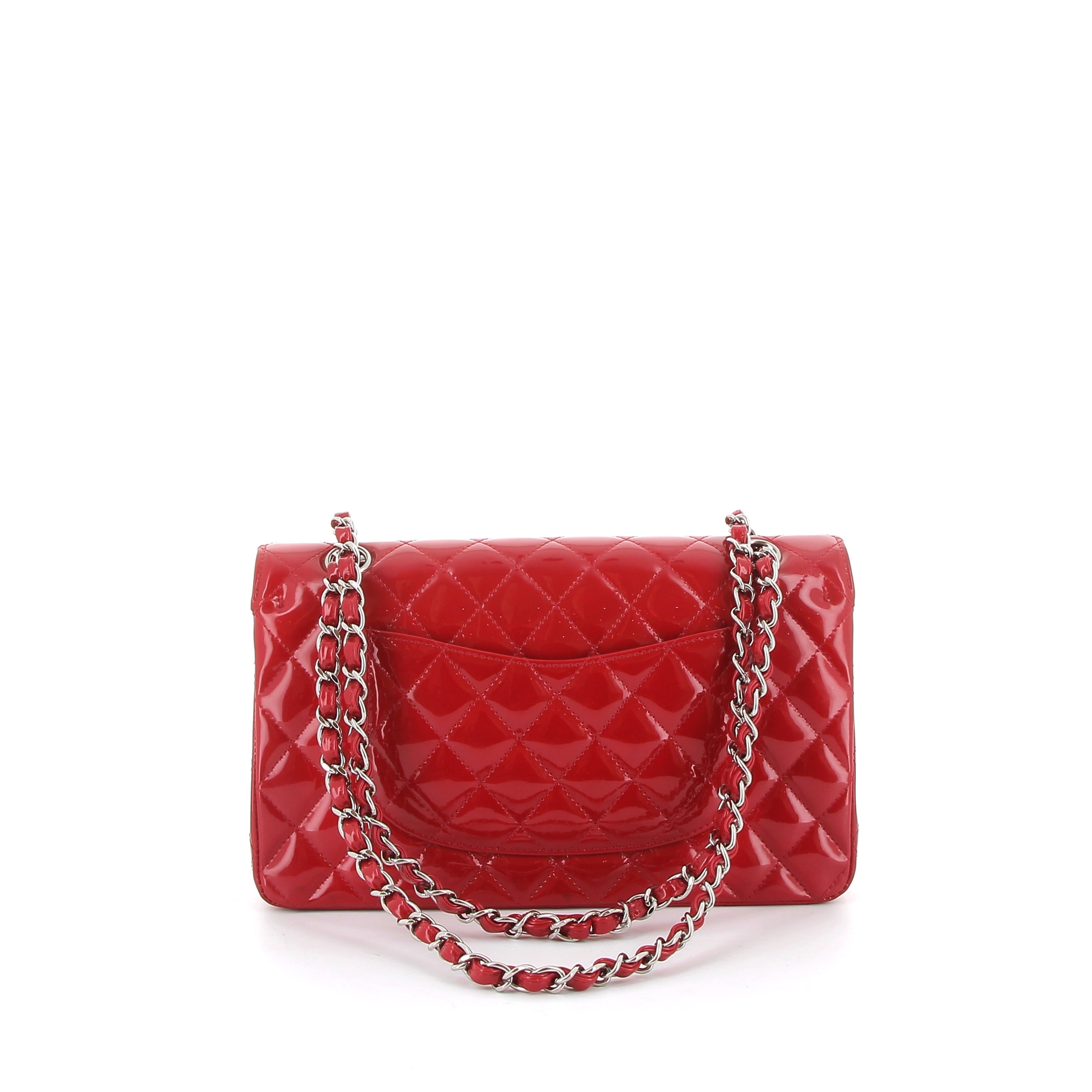 CHANEL Timeless Red Patent Leather Palladium Hardware