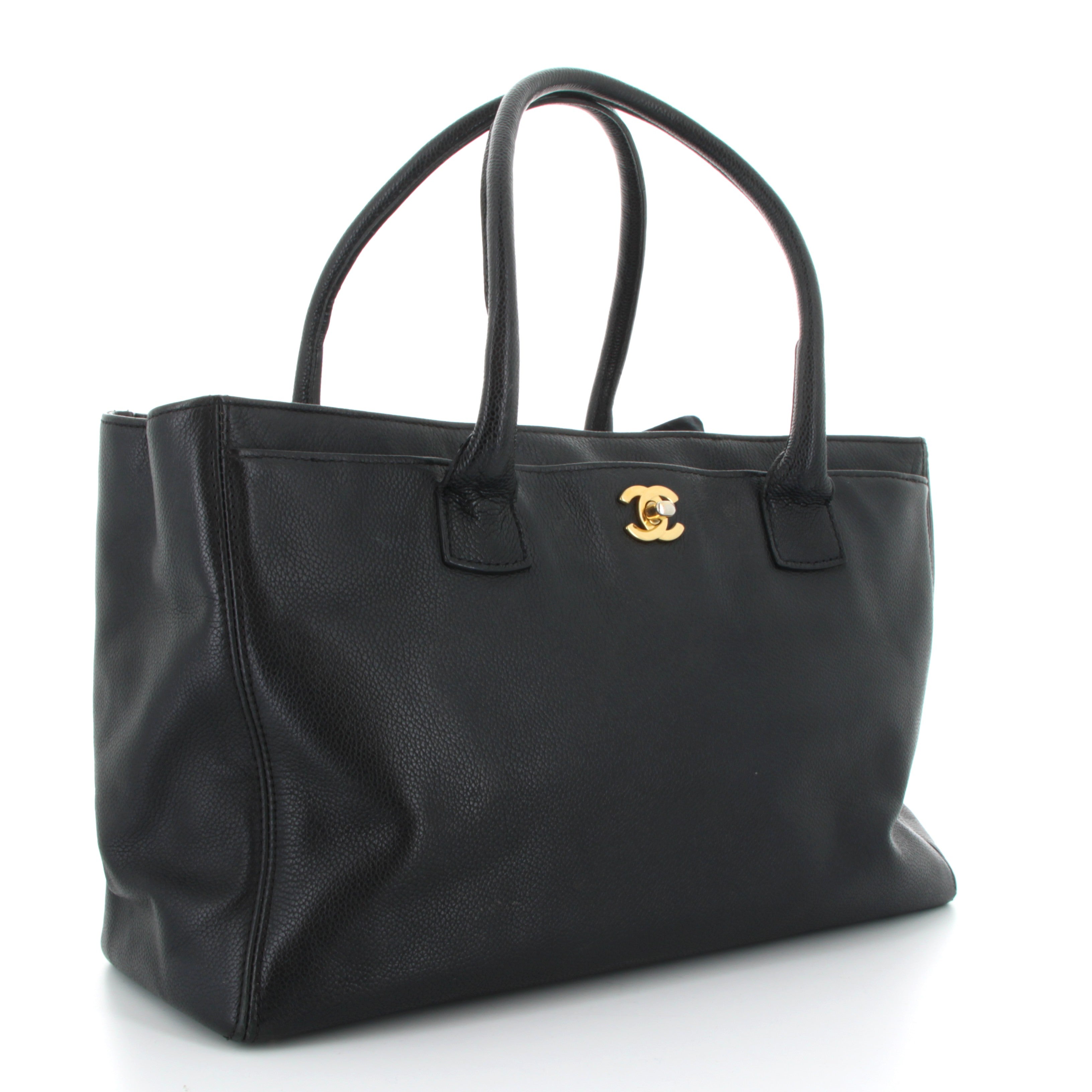 Chanel Black Grained Leather Tote Bag Gold hardware