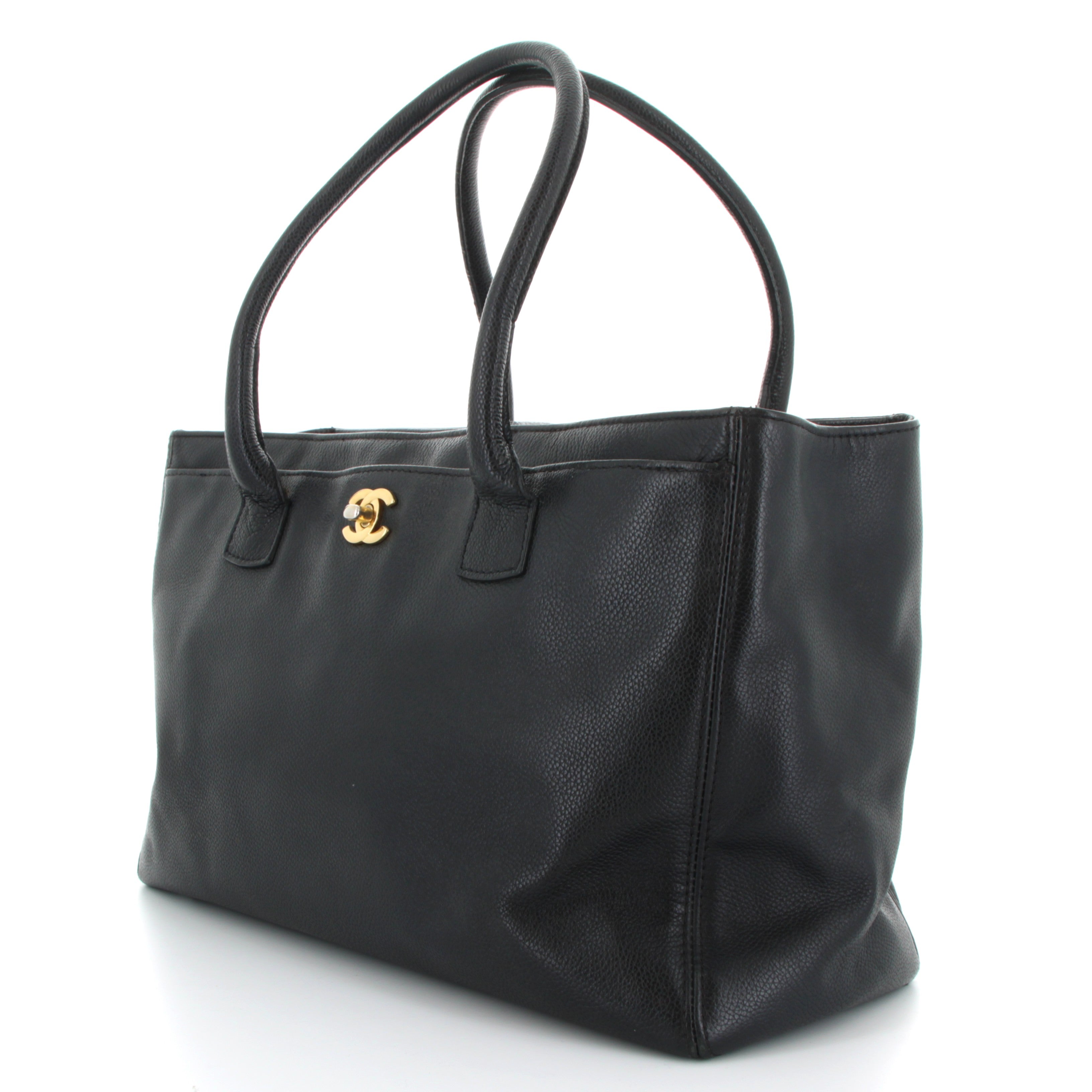 Chanel Black Grained Leather Tote Bag Gold hardware