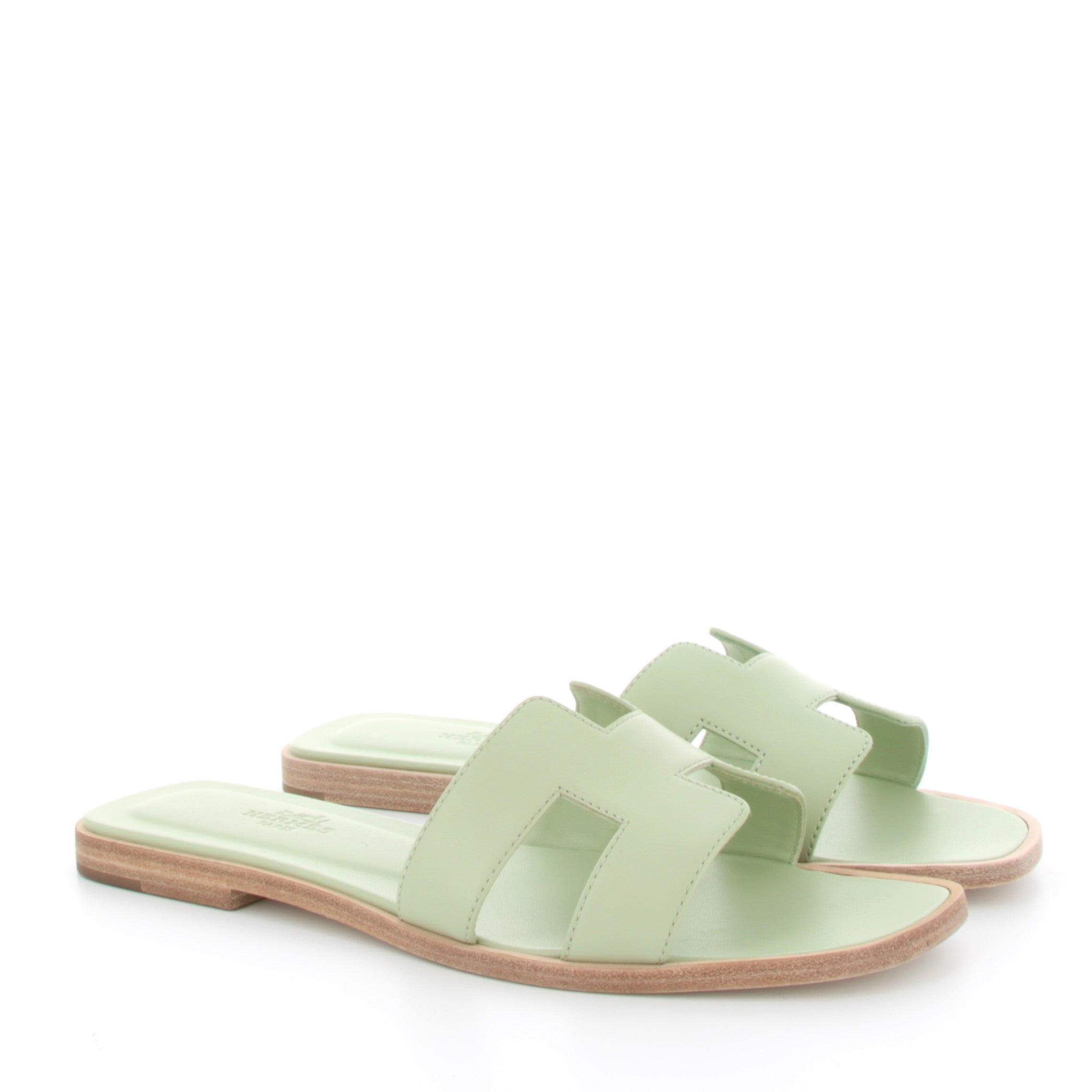 HERMES Oran Sandals Vert De Mer Swift