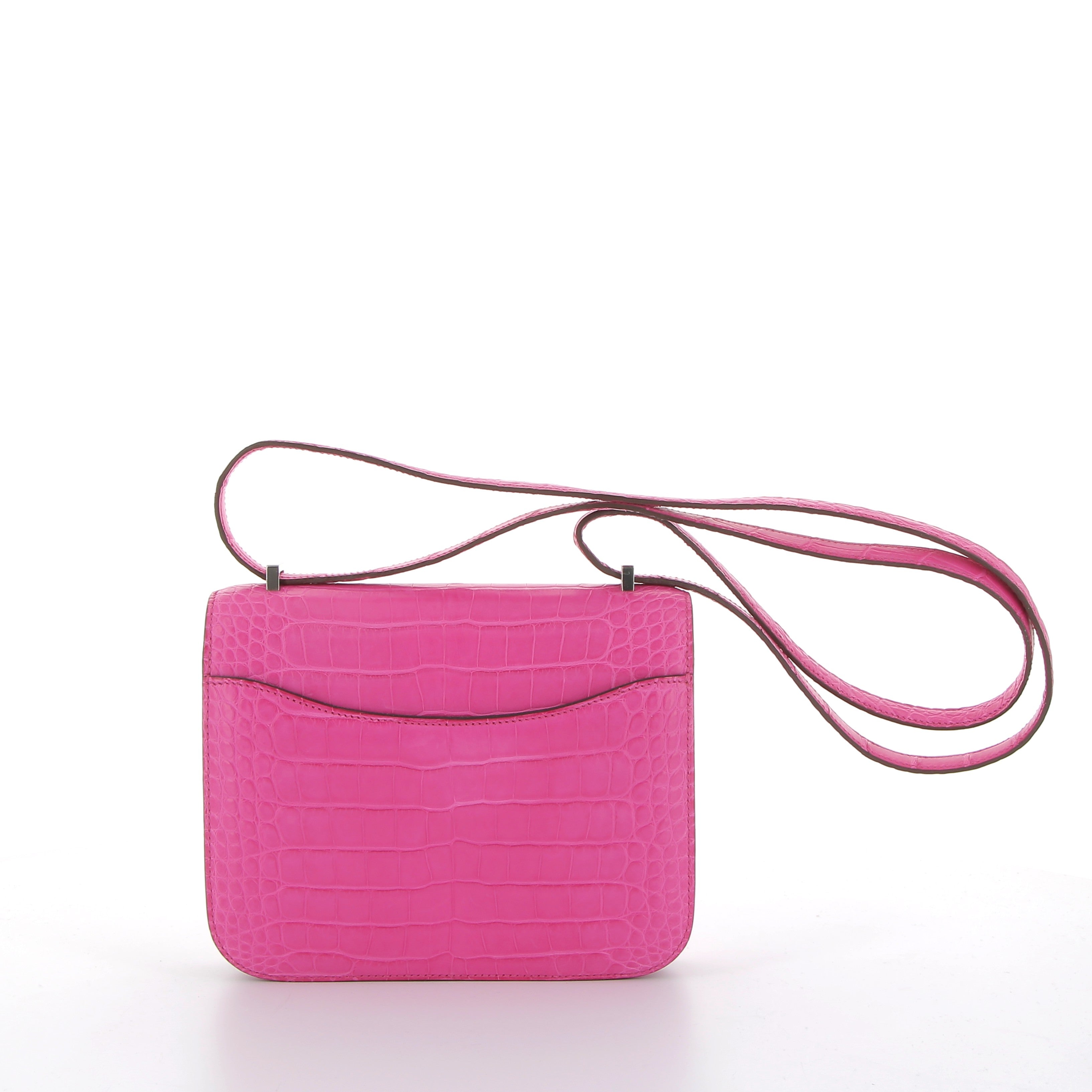 Hermès Constance 18cm Rose Shocking Crocodile with Palladium