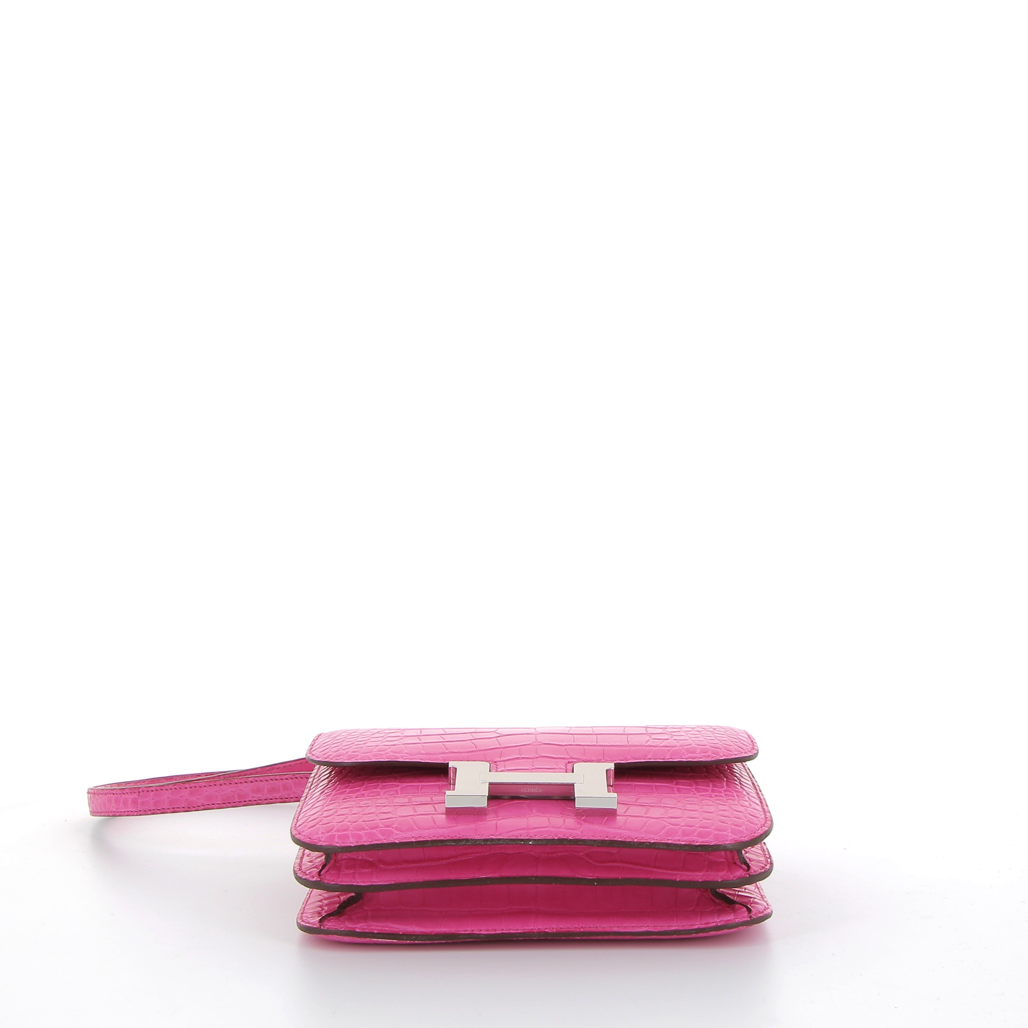 Hermès Constance 18cm Rose Shocking Crocodile with Palladium