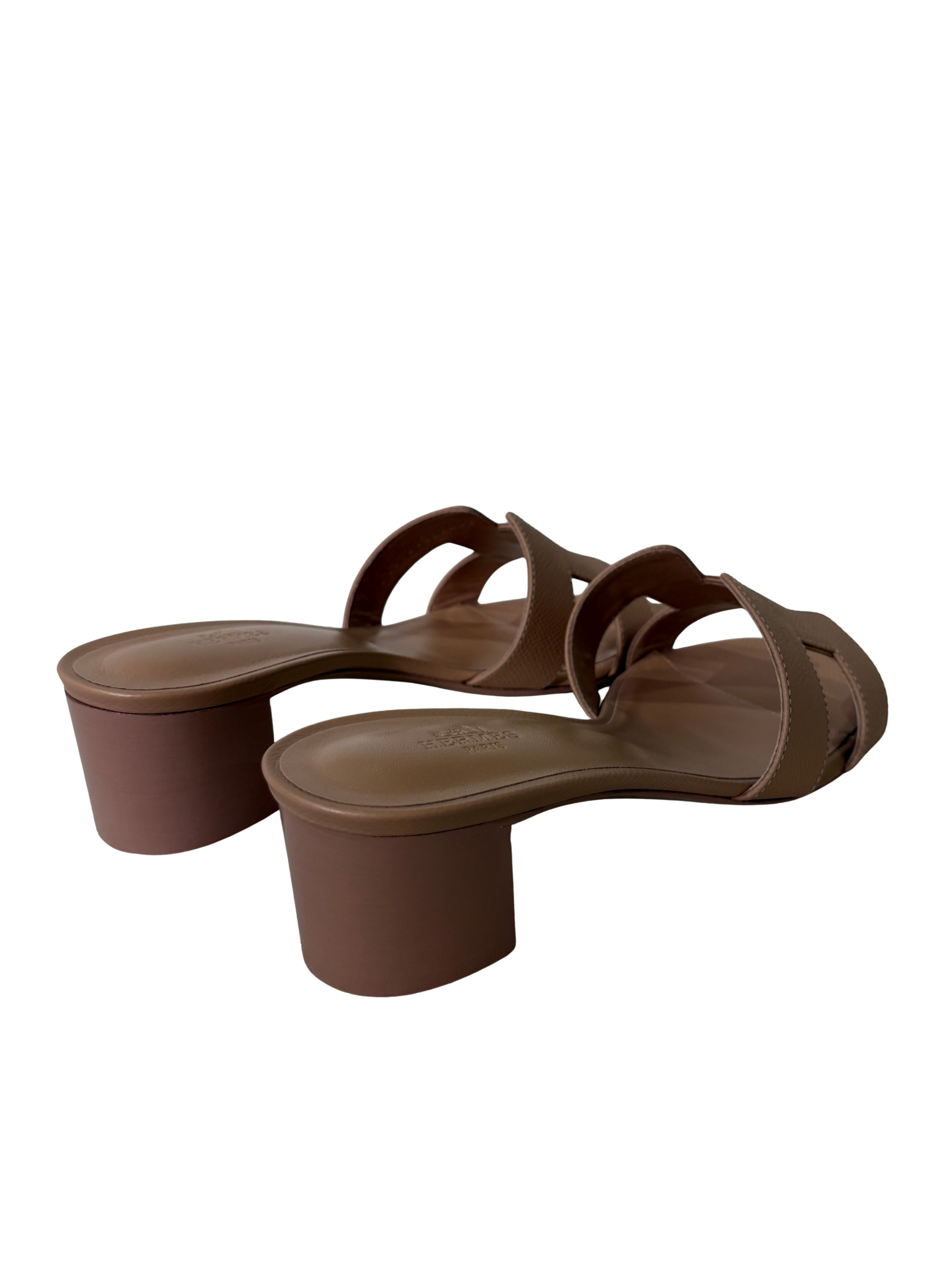 HERMES Oasis Sandals Beige Perlino Epsom