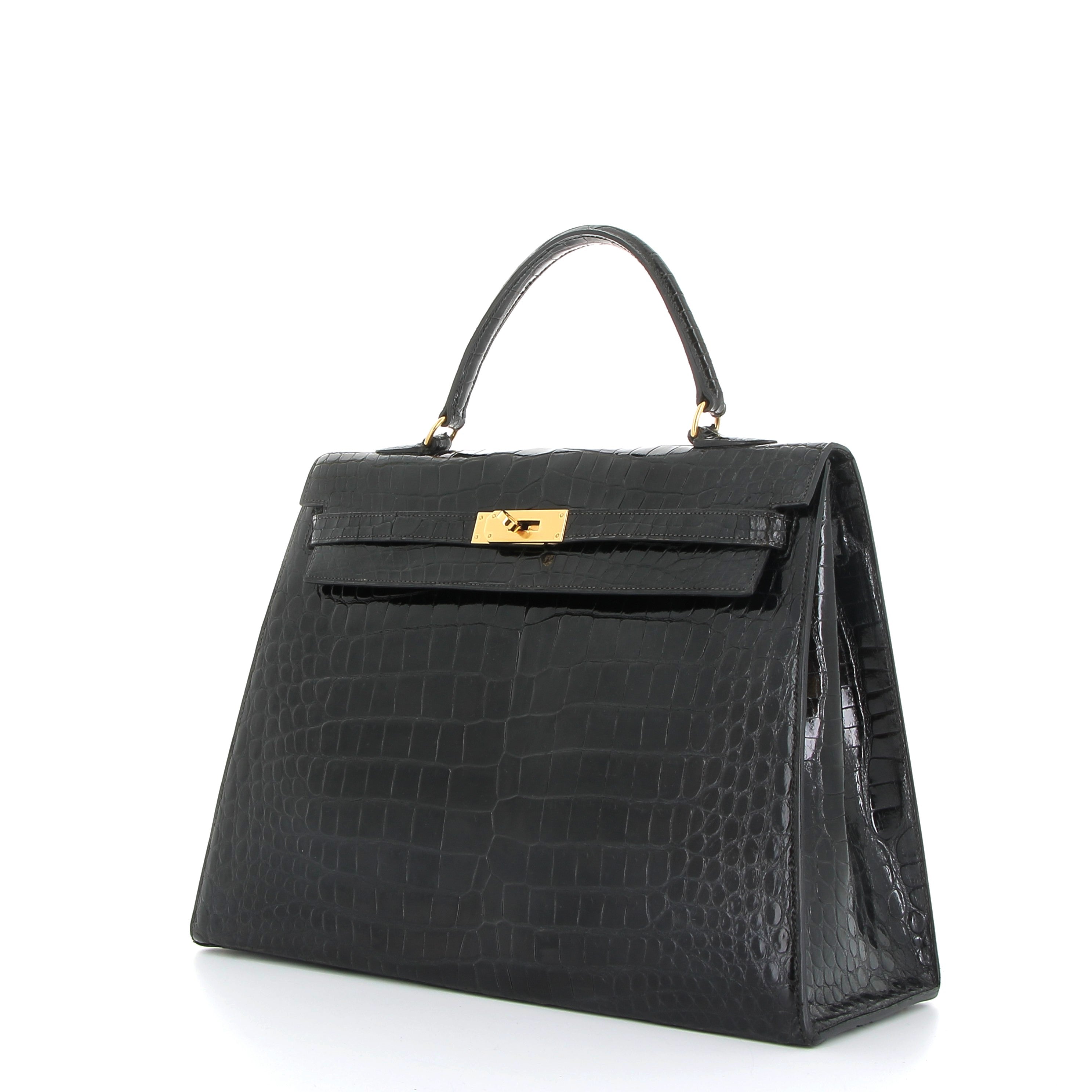 Hermès Kelly 35cm in Black Crocodile Porosus