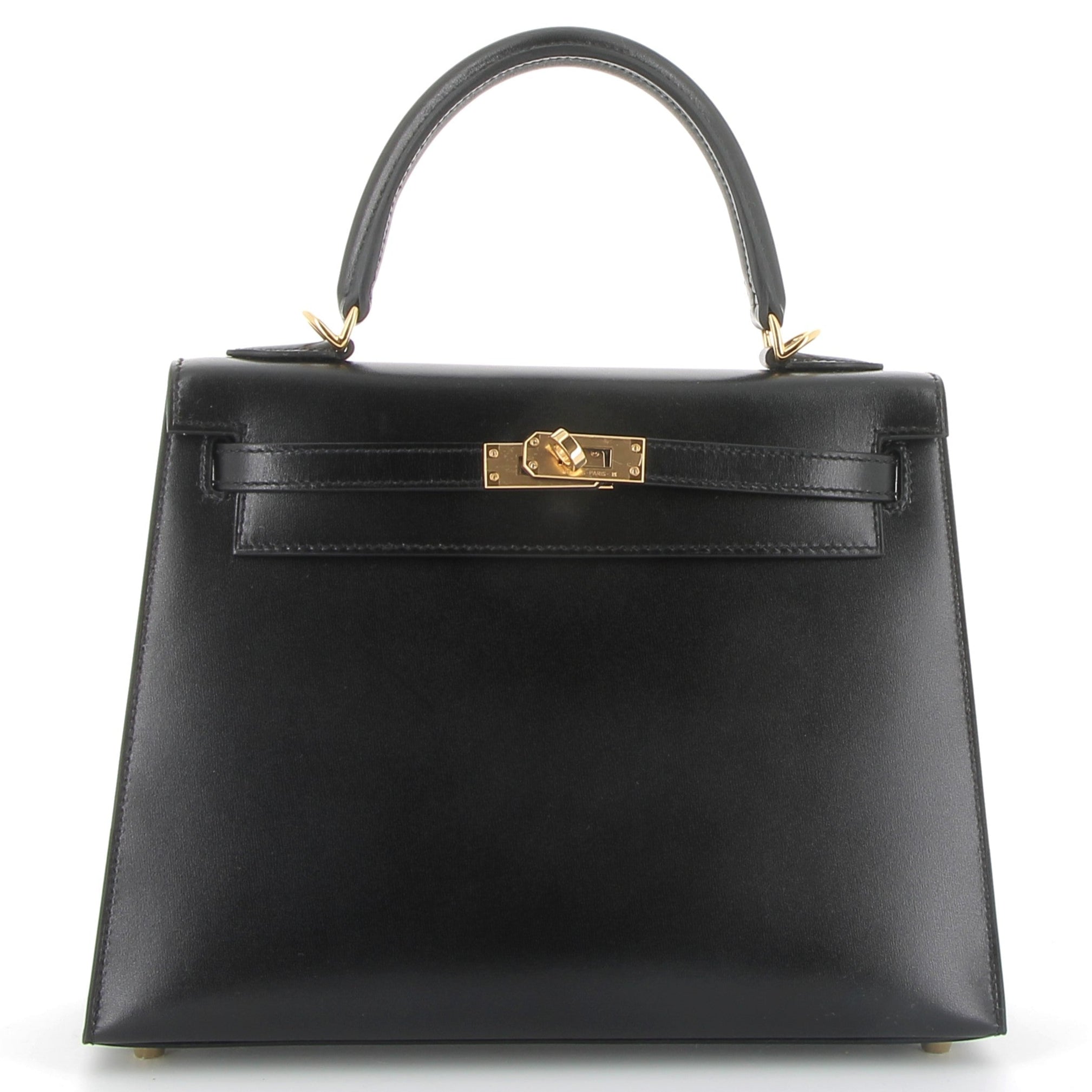 HERMÈS Kelly 25 Noir Box Gold Hardware (GHW)
