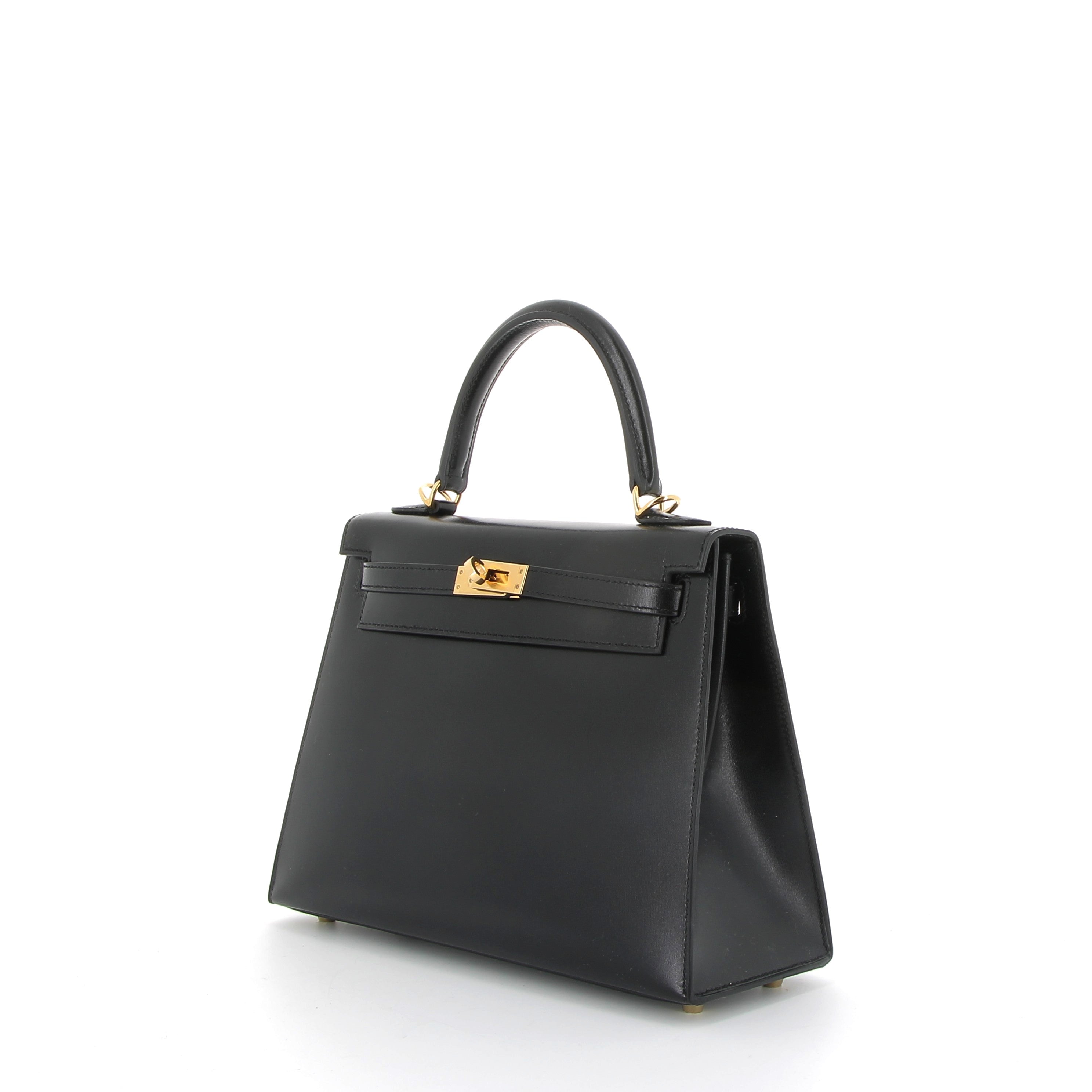 HERMÈS Kelly 25 Noir Box Gold Hardware (GHW)