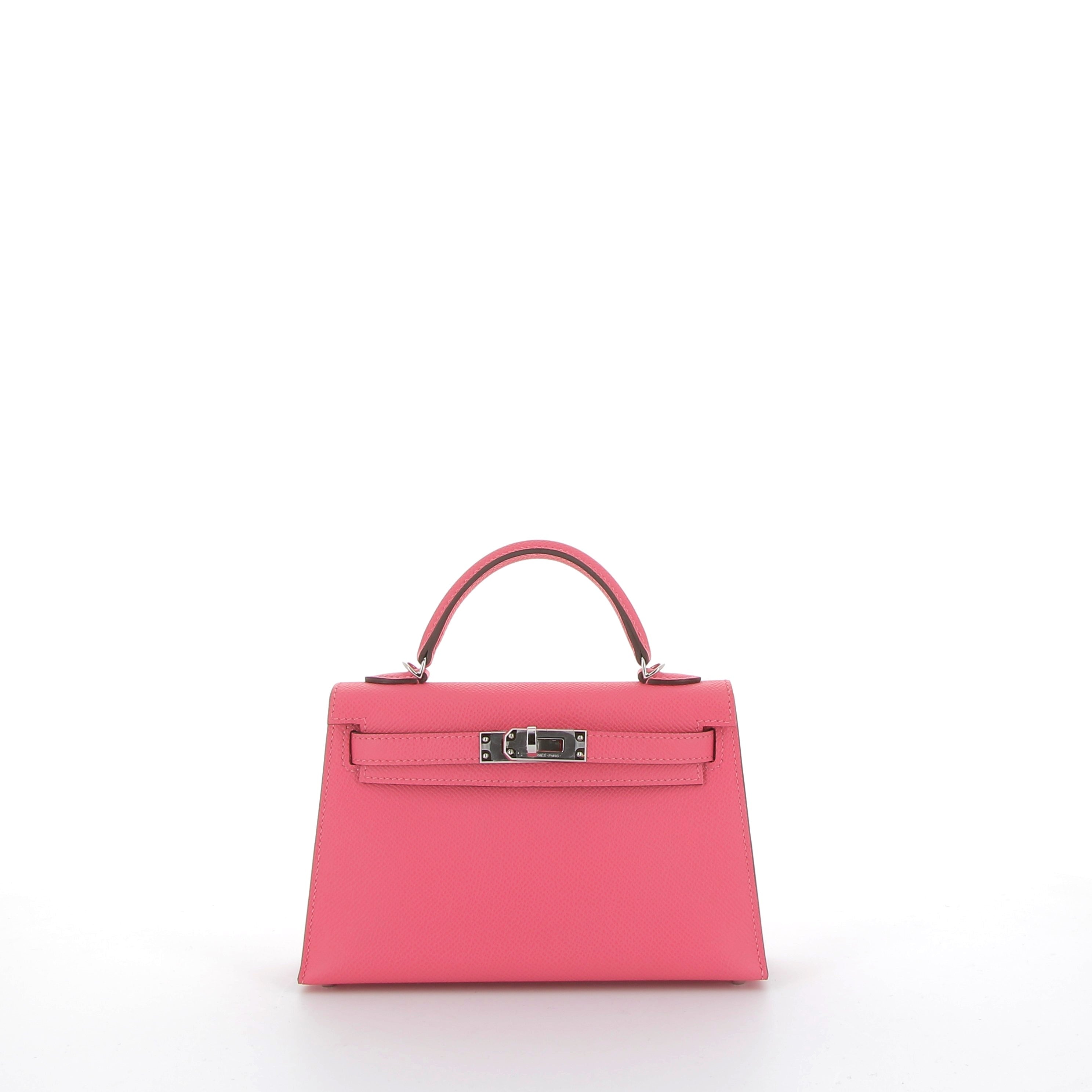 Hermès Mini Kelly 20cm in Rose Azalèe Epsom Leather with Palladium Hardware