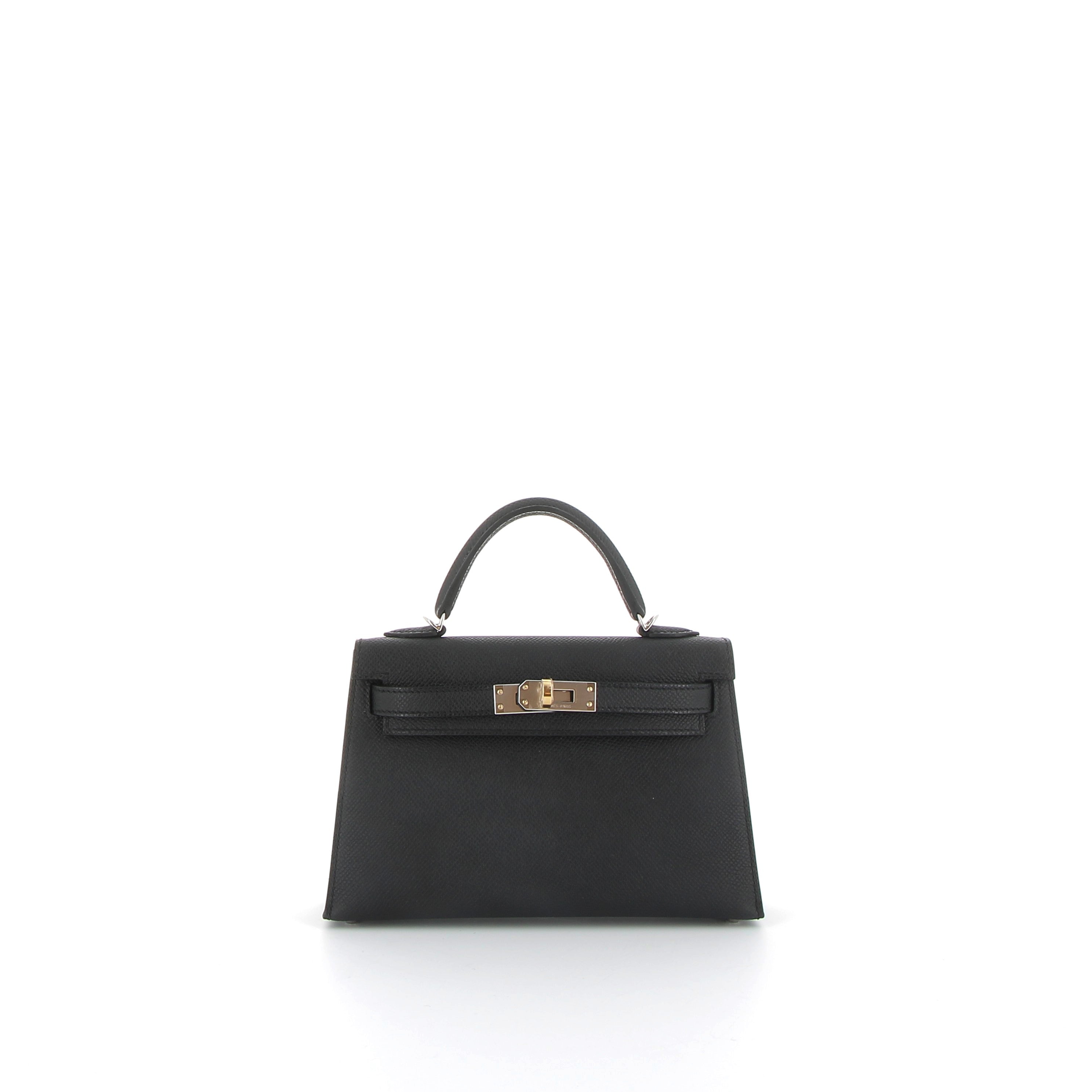 Hermès Kelly 20 in Black Epsom with Electrum Hardware
