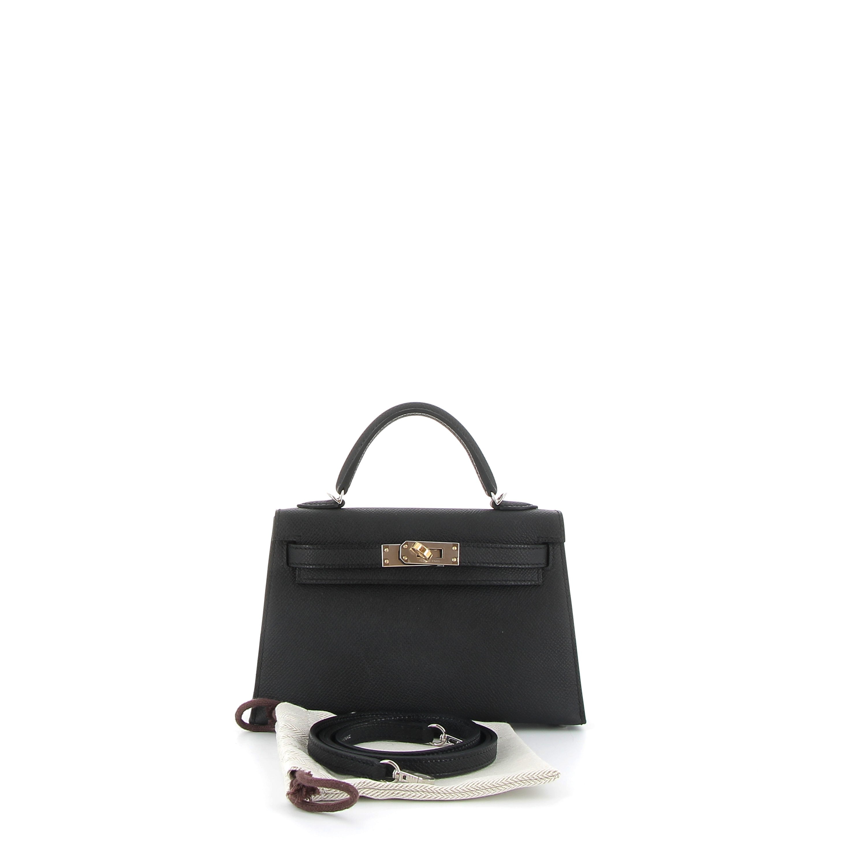 Hermès Kelly 20 in Black Epsom with Electrum Hardware