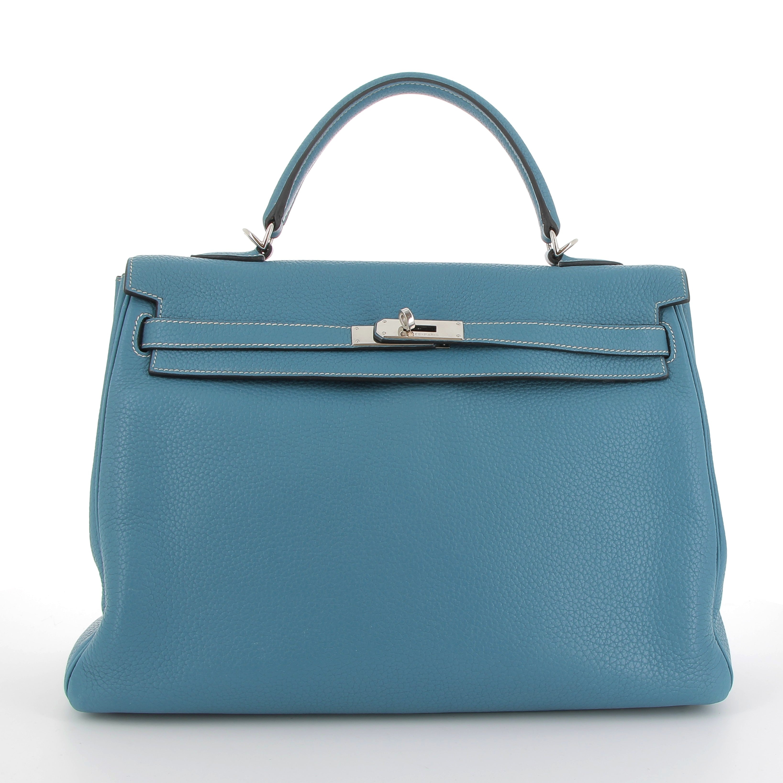 Hermès Kelly 35cm in Bleu Jean Togo with Palladium Hardware