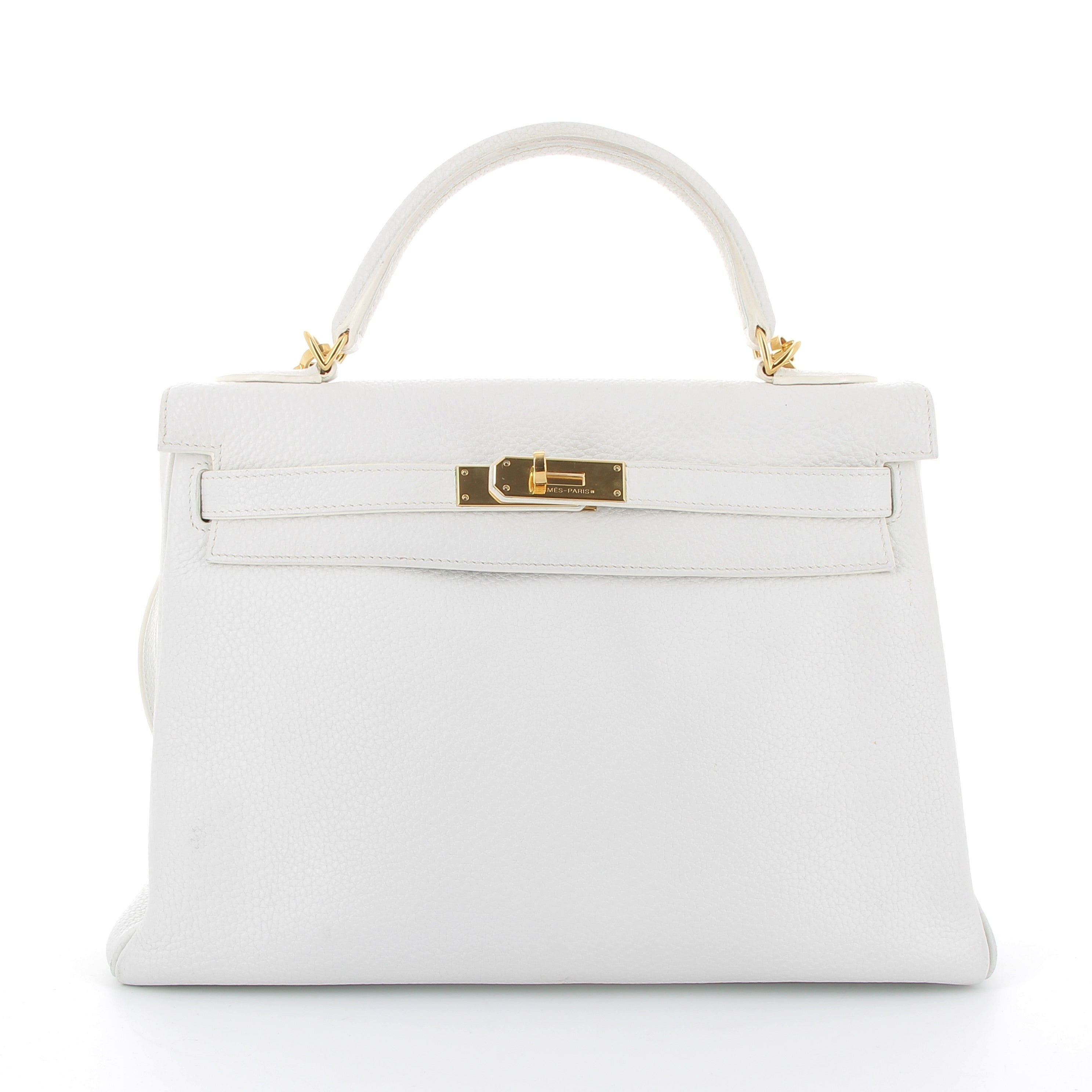 Hermès Kelly 32cm White Togo Leather with Gold Hardware