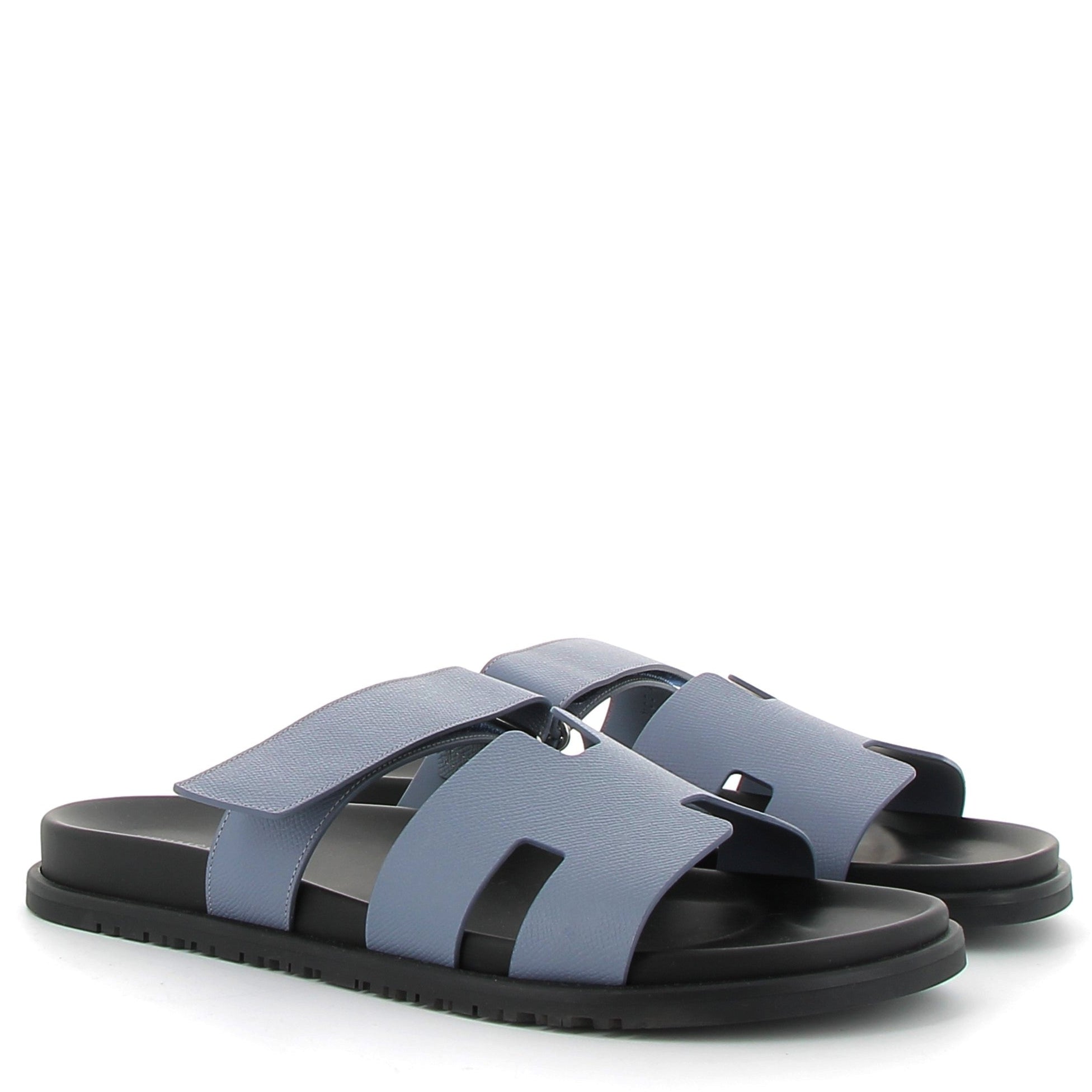 HERMÈS Chypre Sandals Medium Blue Epsom leather