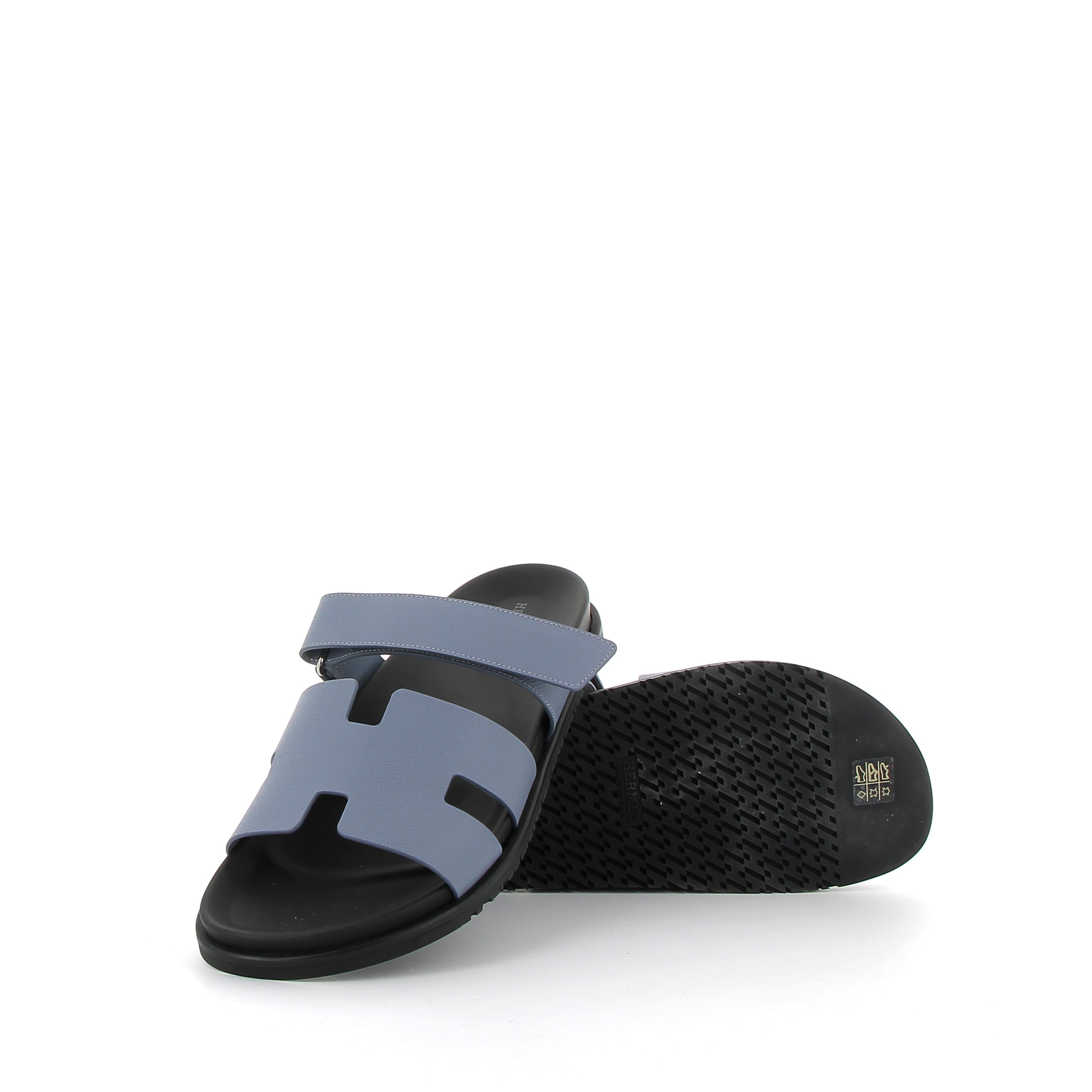 HERMÈS Chypre Sandals Medium Blue Epsom leather