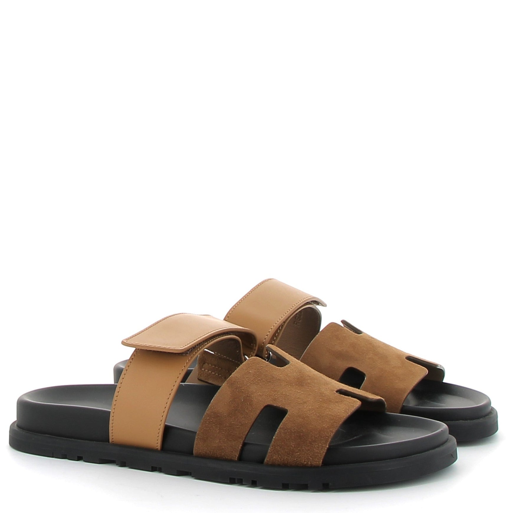 HERMÈS Chypre Sandals Swift and Velour leather Naturel Beige
