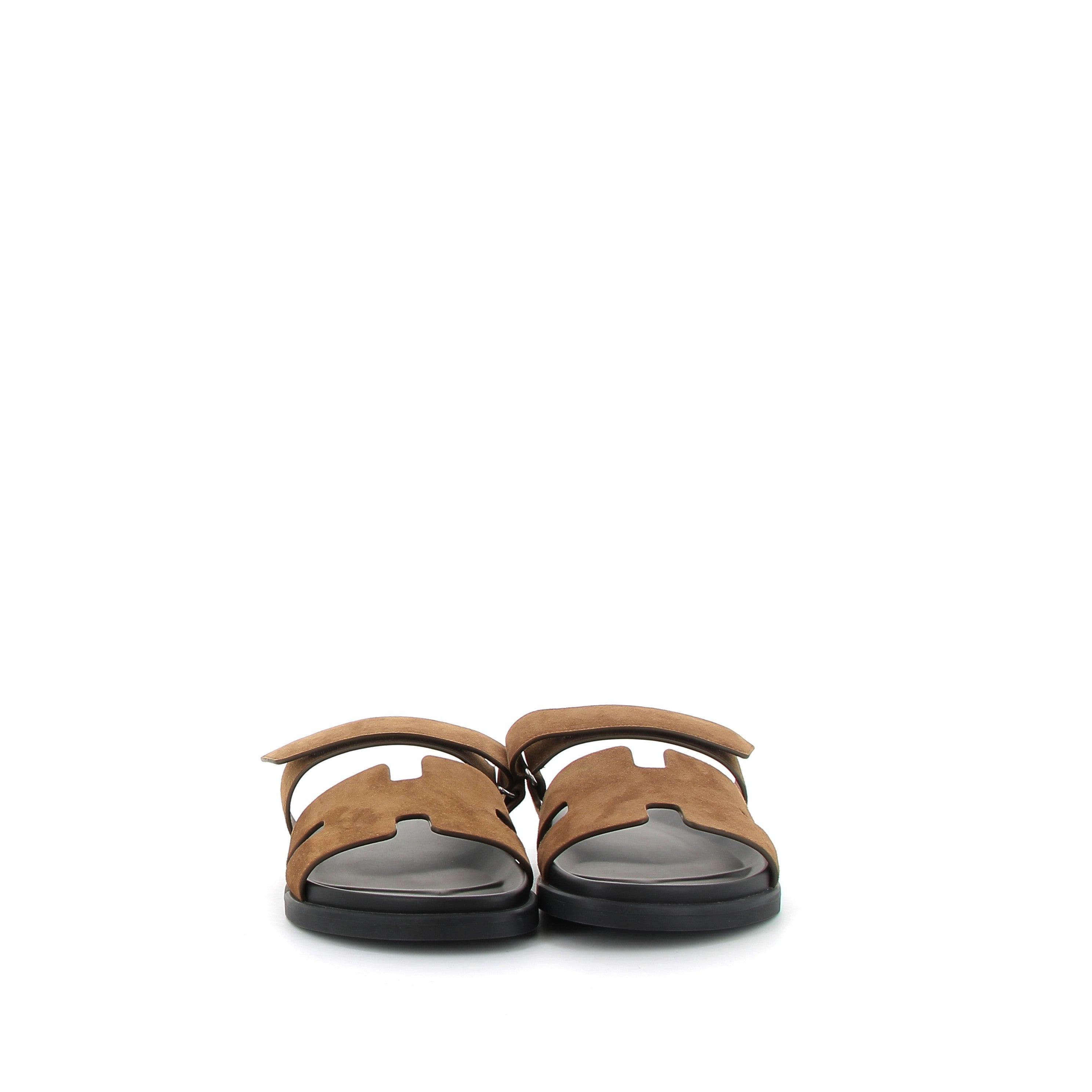 HERMÈS Chypre Sandals Velour Nata Gold hardware