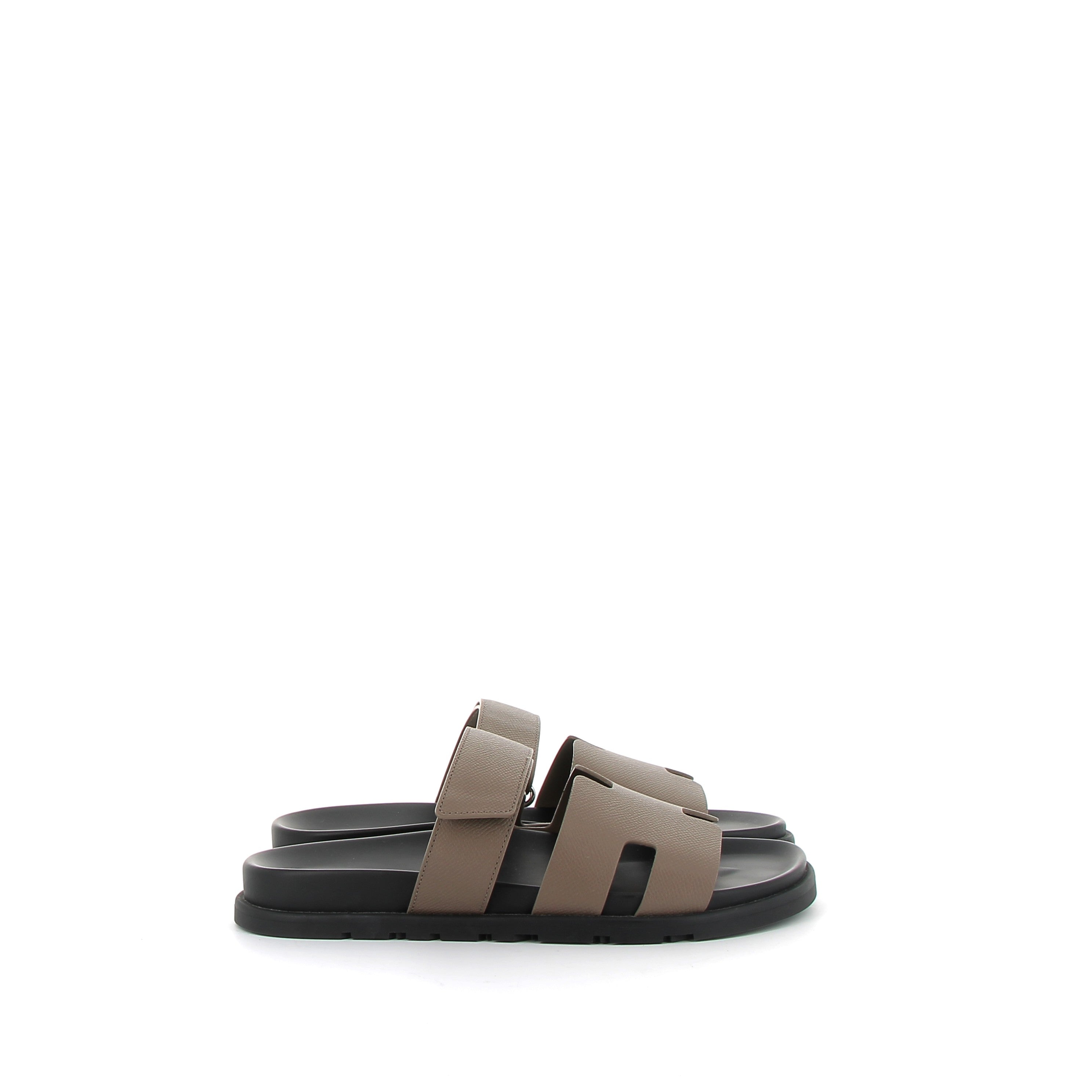 HERMÈS Chypre Sandals Étoupe Epsom leather