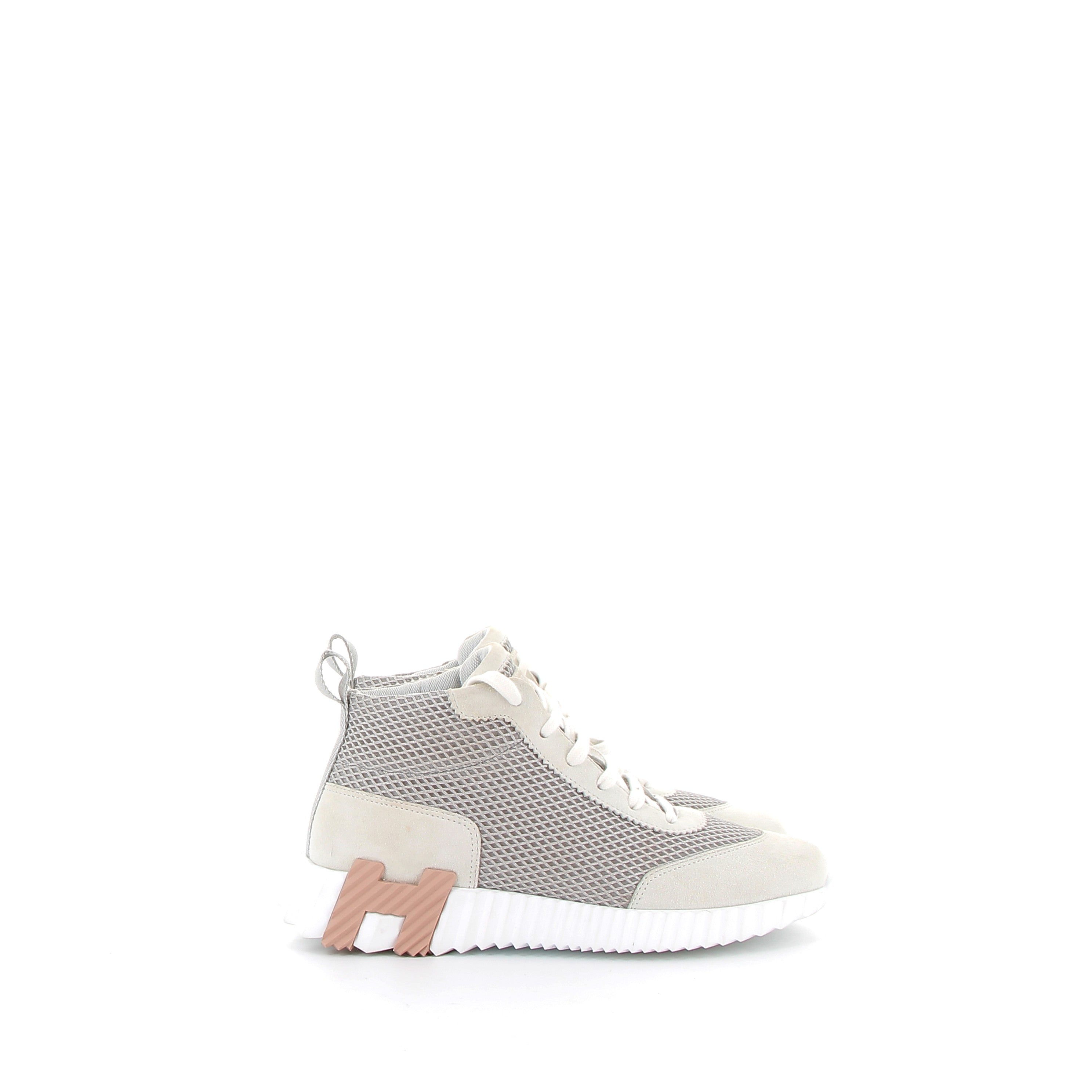 HERMÈS Bouncing Hip Hop Sneakers Mesh Graphique and Chèvre Velours Off-white