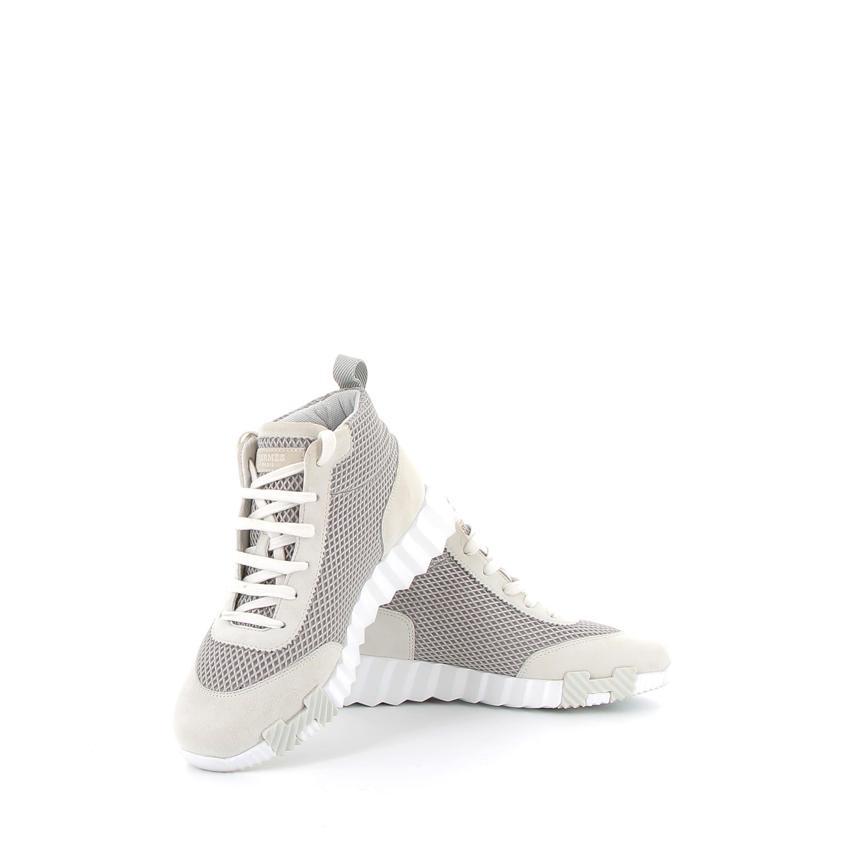 HERMÈS Bouncing Hip Hop Sneakers Mesh Graphique and Chèvre Velours Off-white