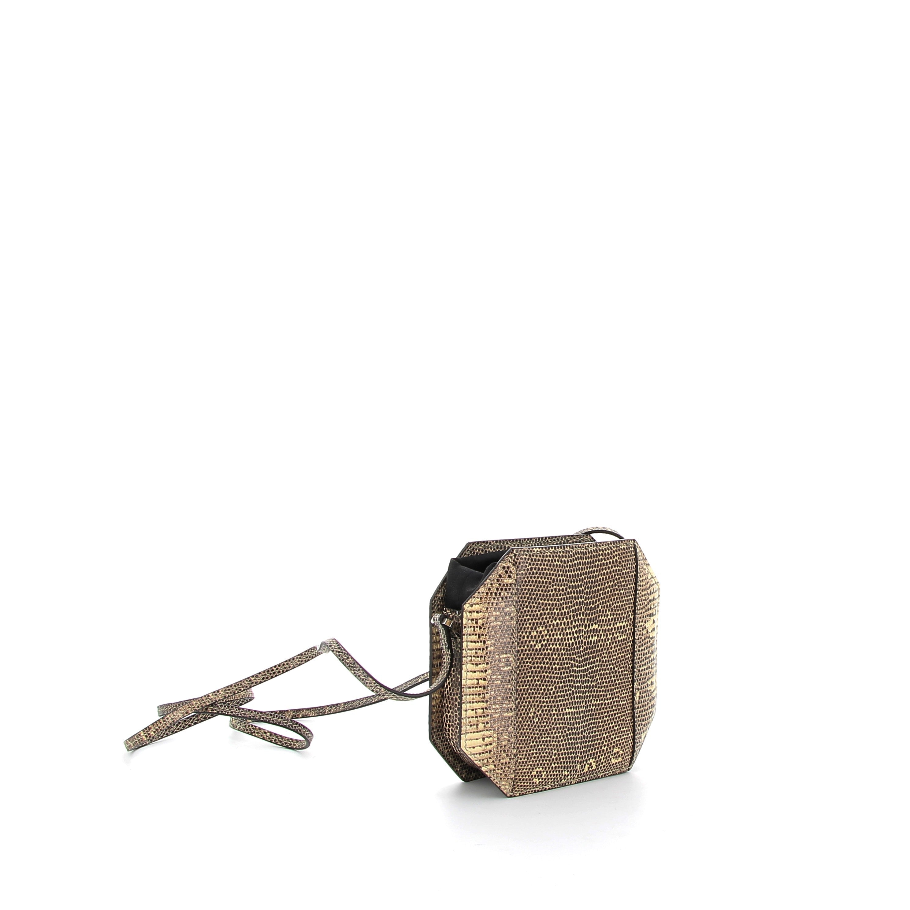 HERMÈS Powder Compact Lizard natural smooth/silk AA shade/black Palladium hardware