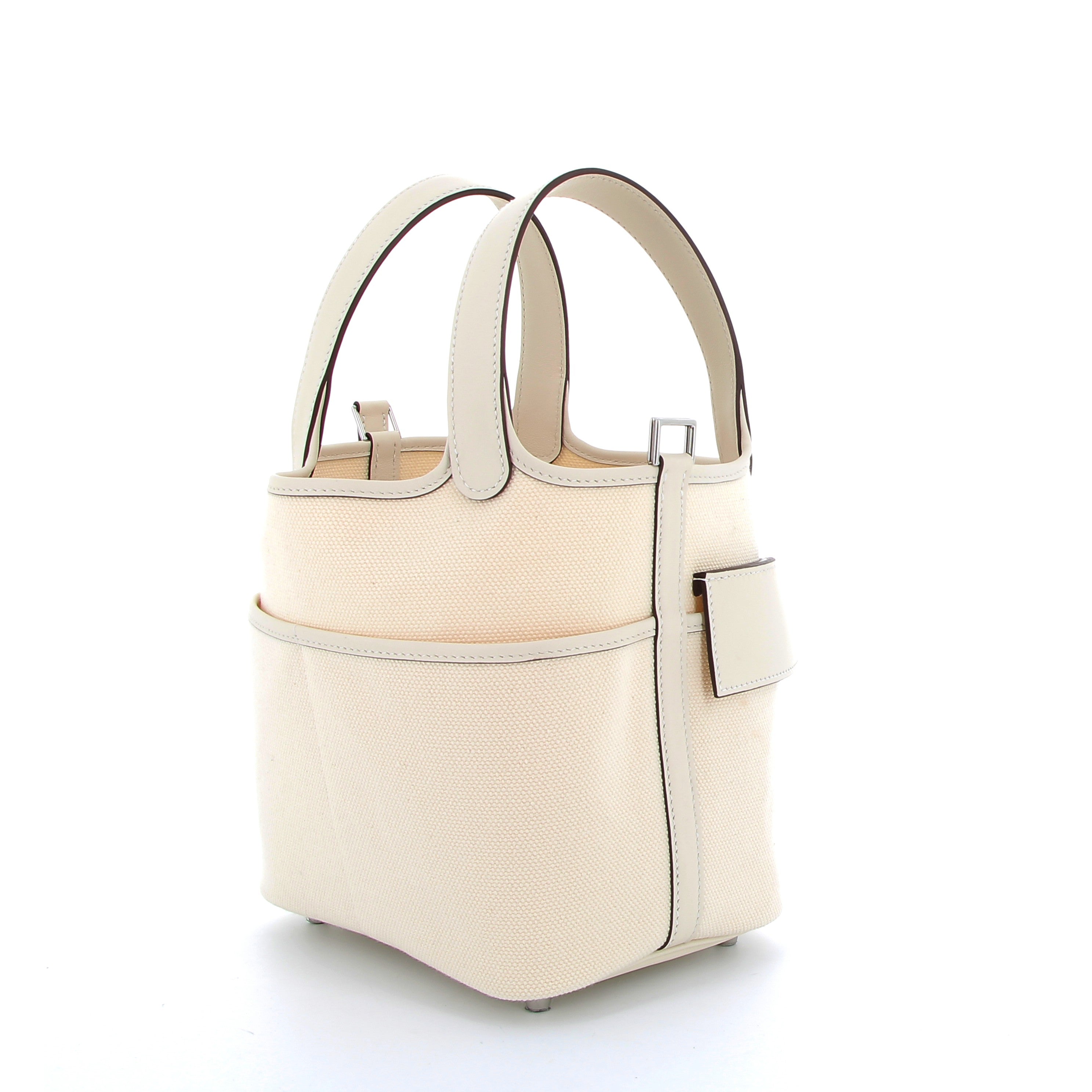 HERMÈS Picotin 18 Cargo Ecru/Nata Swift Leather/Canvas Palladium Hardware