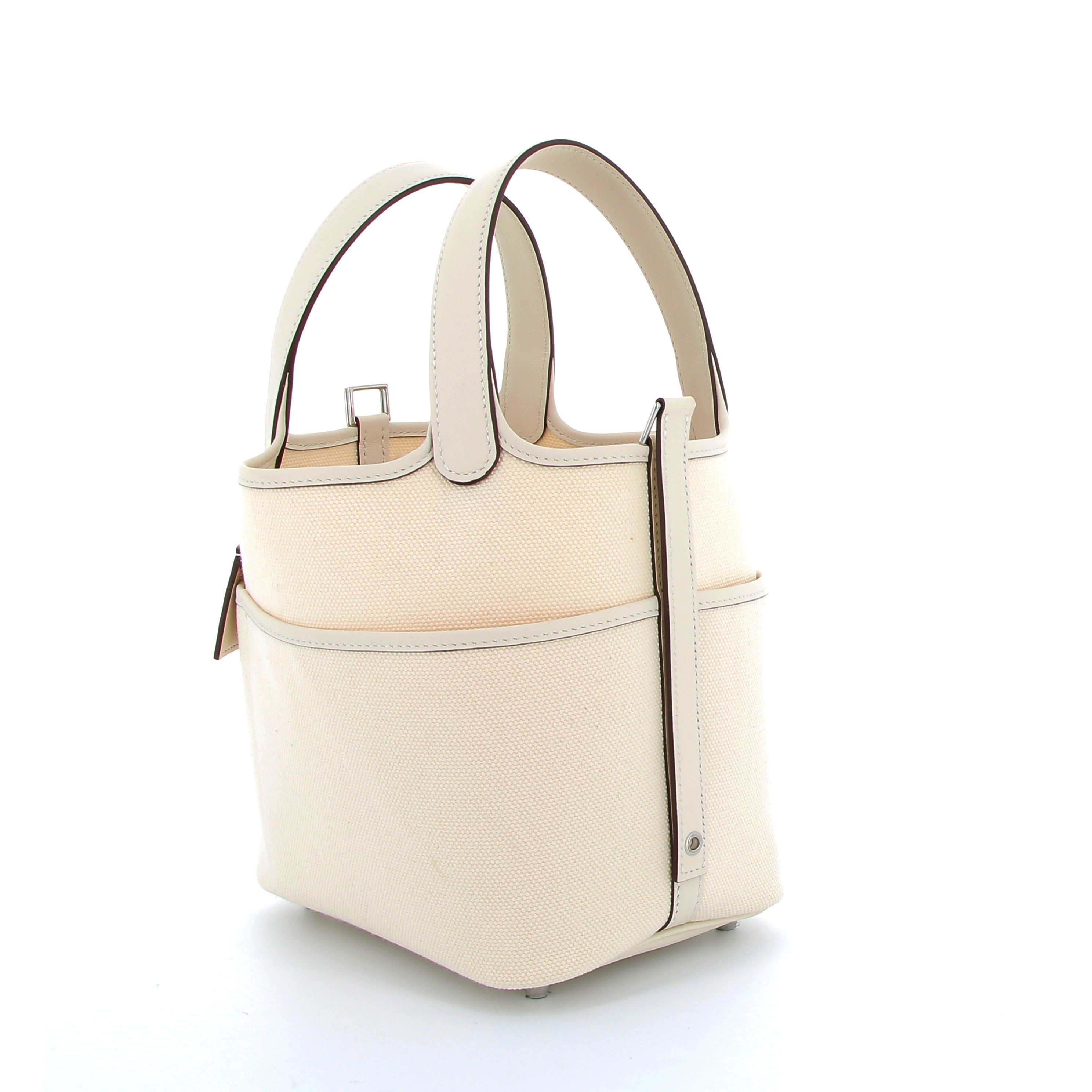 HERMÈS Picotin 18 Cargo Ecru/Nata Swift Leather/Canvas Palladium Hardware