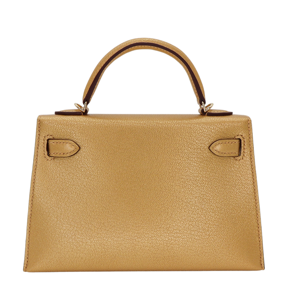 HERMÈS Kelly 20 Sellier Gold Chèvre Chamkili Light Yellow Gold Hardware (YGH)