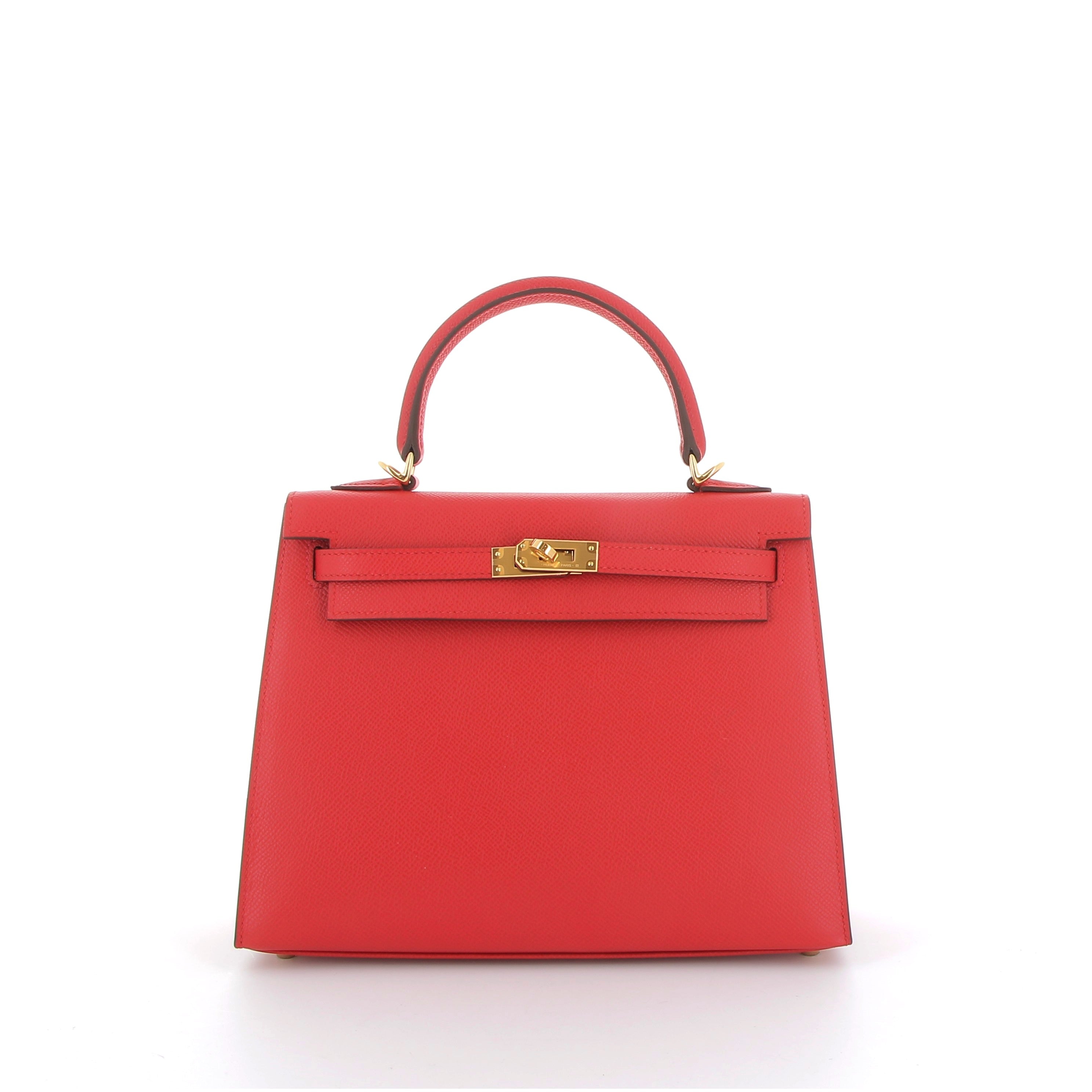 Hermes Kelly 25cm in Rouge Radieux Epsom with Gold Hardware