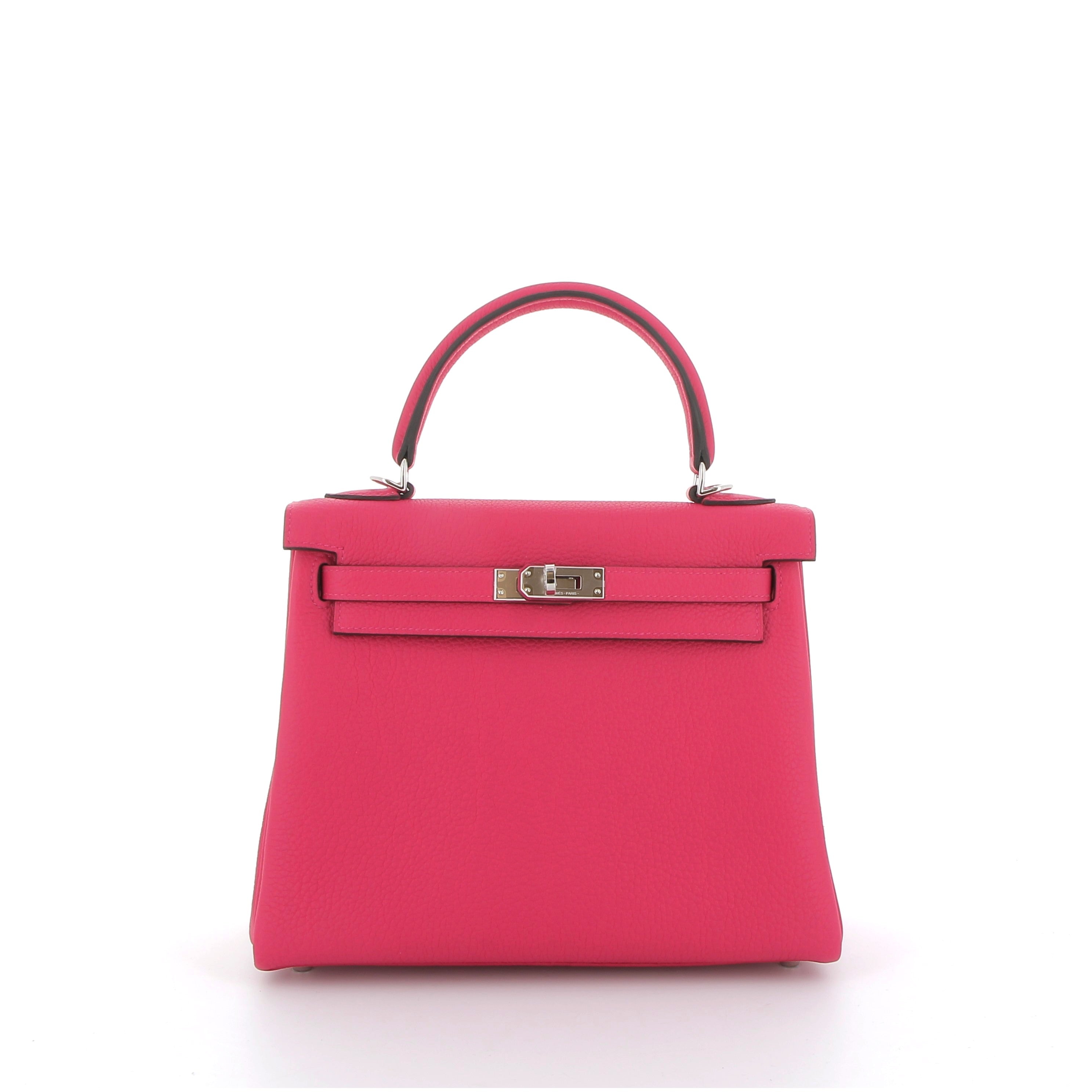 Hermès Kelly 25cm in Rose Mexico Togo Leather with Palladium Hardware