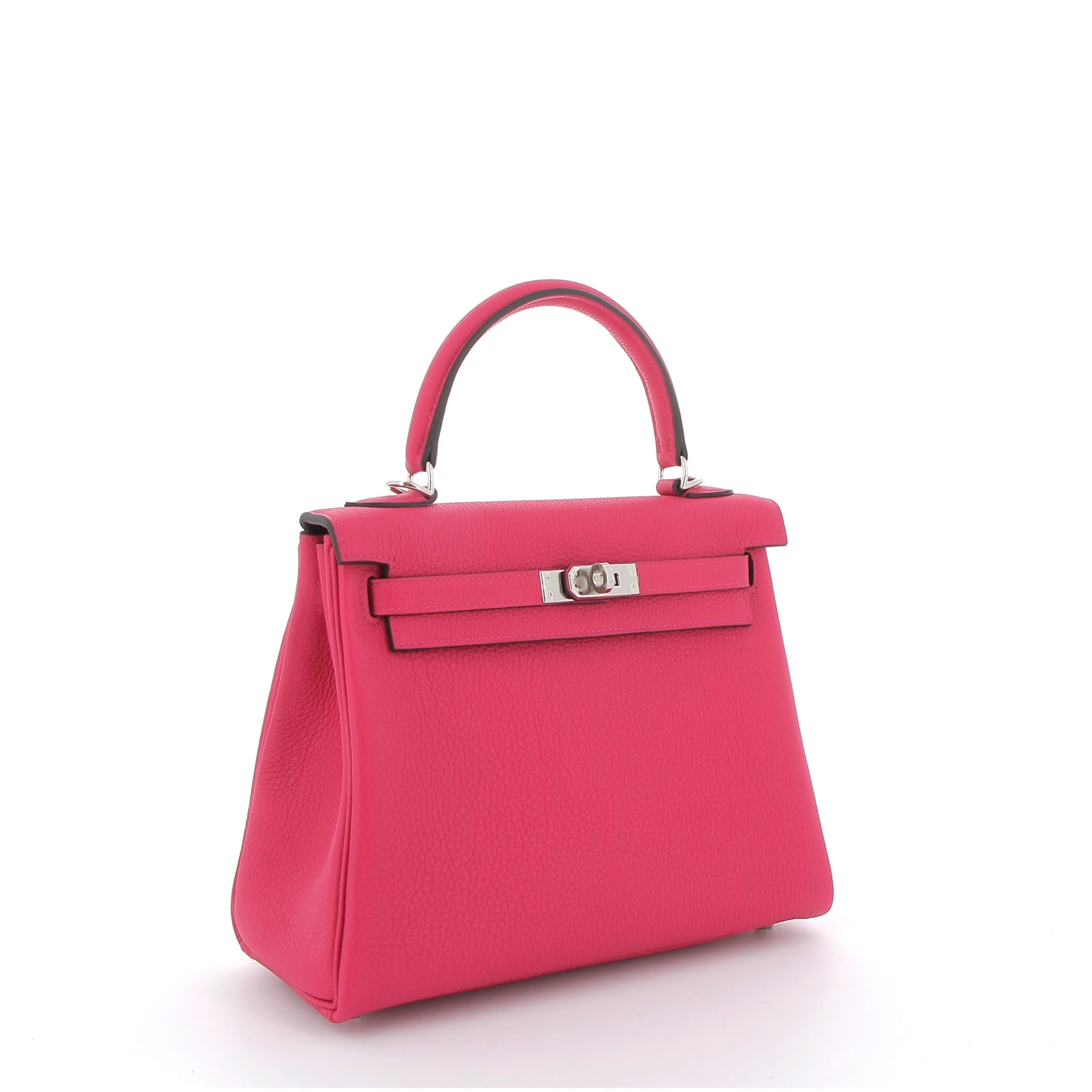 Hermès Kelly 25cm in Rose Mexico Togo Leather with Palladium Hardware