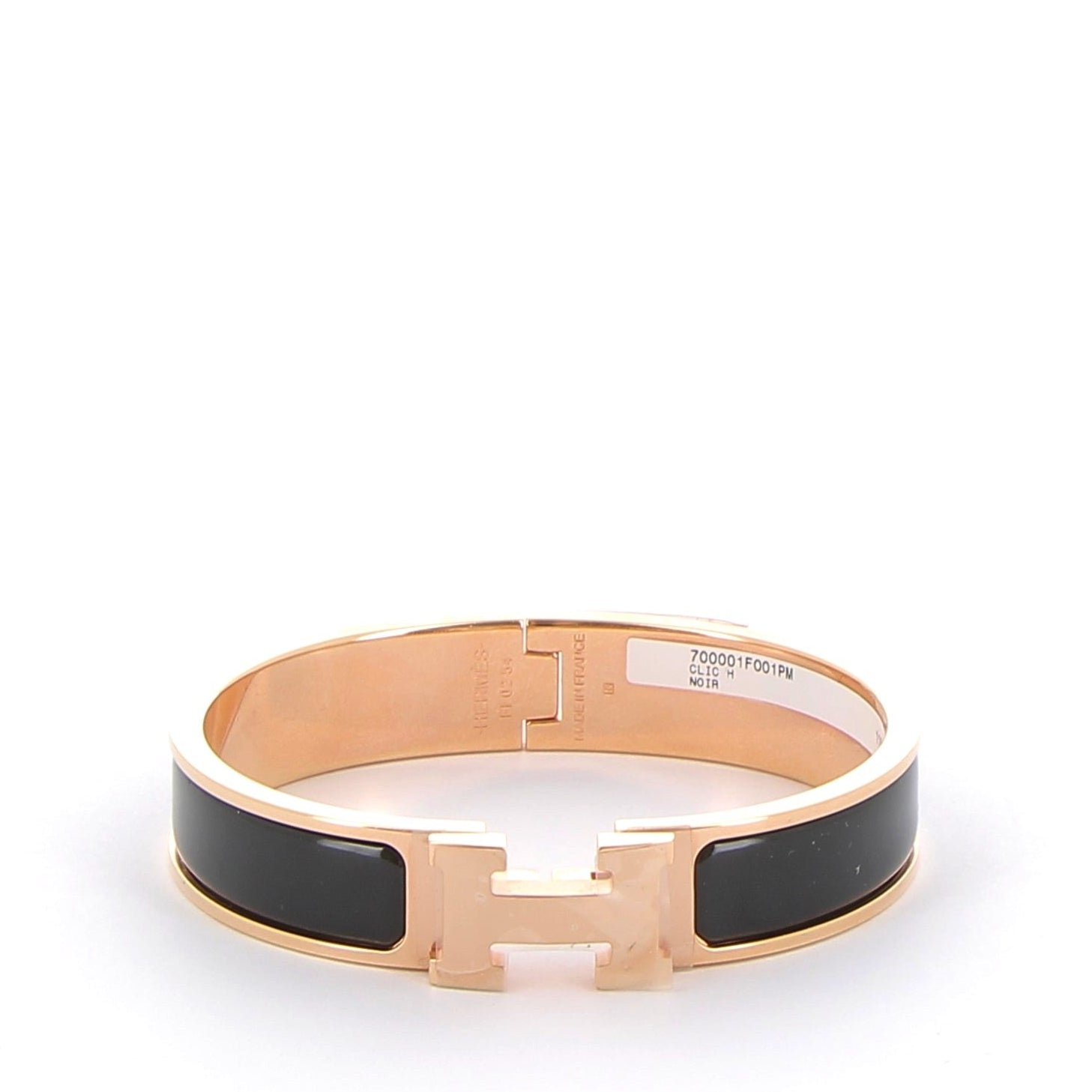 Clic H bracelet in black with rose gold hardware