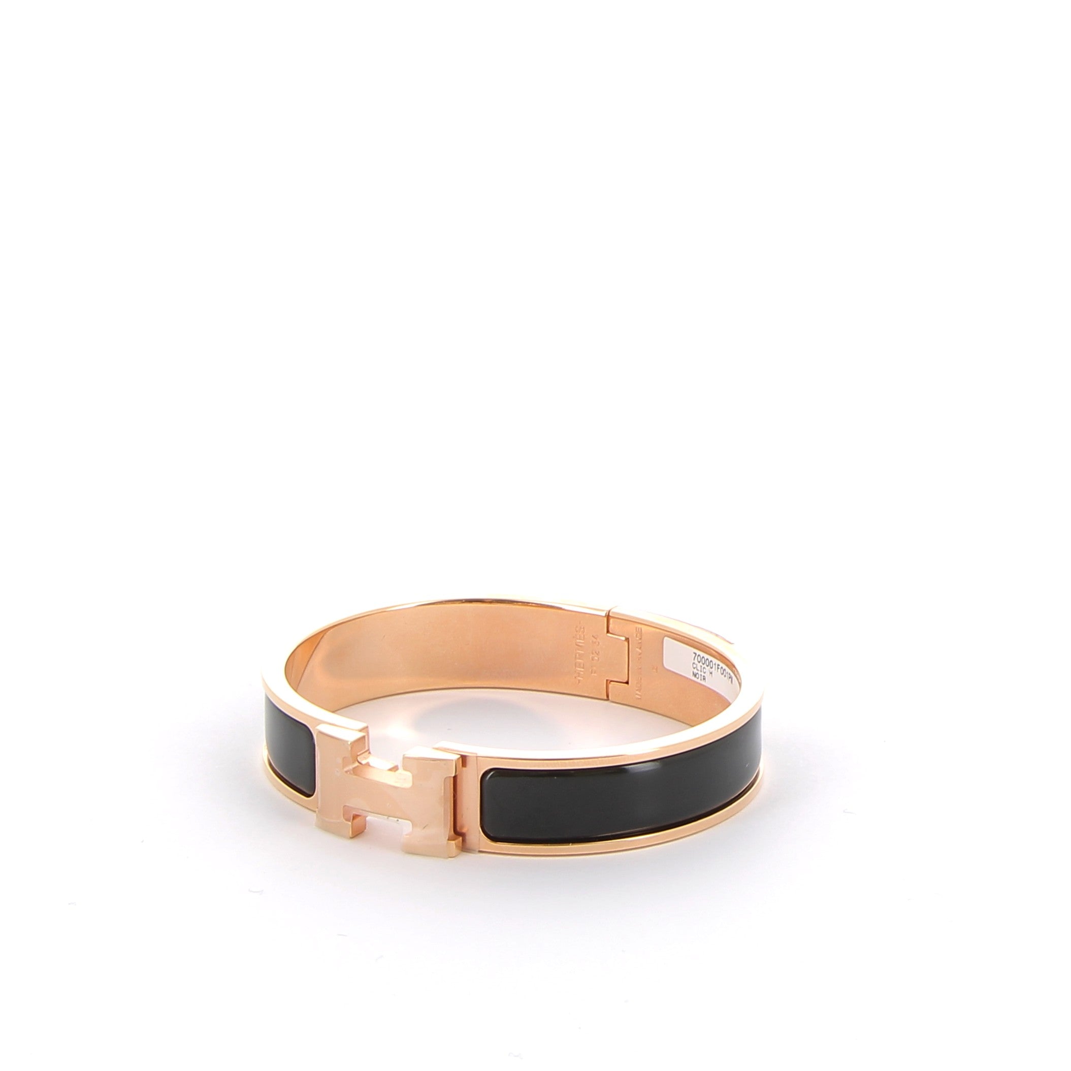 Clic H bracelet in black with rose gold hardware