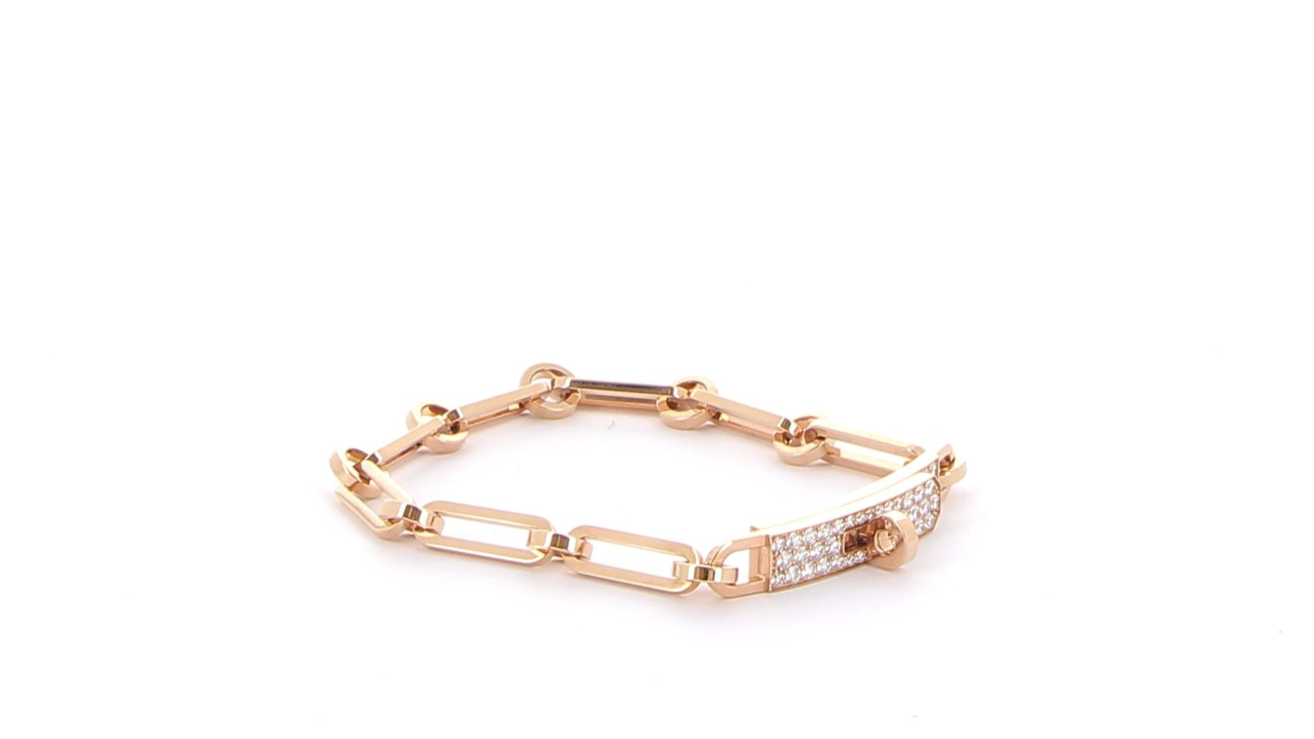 HERMÈS Kelly Chaîne Petit Modèle Bracelet Rose Gold set with diamonds