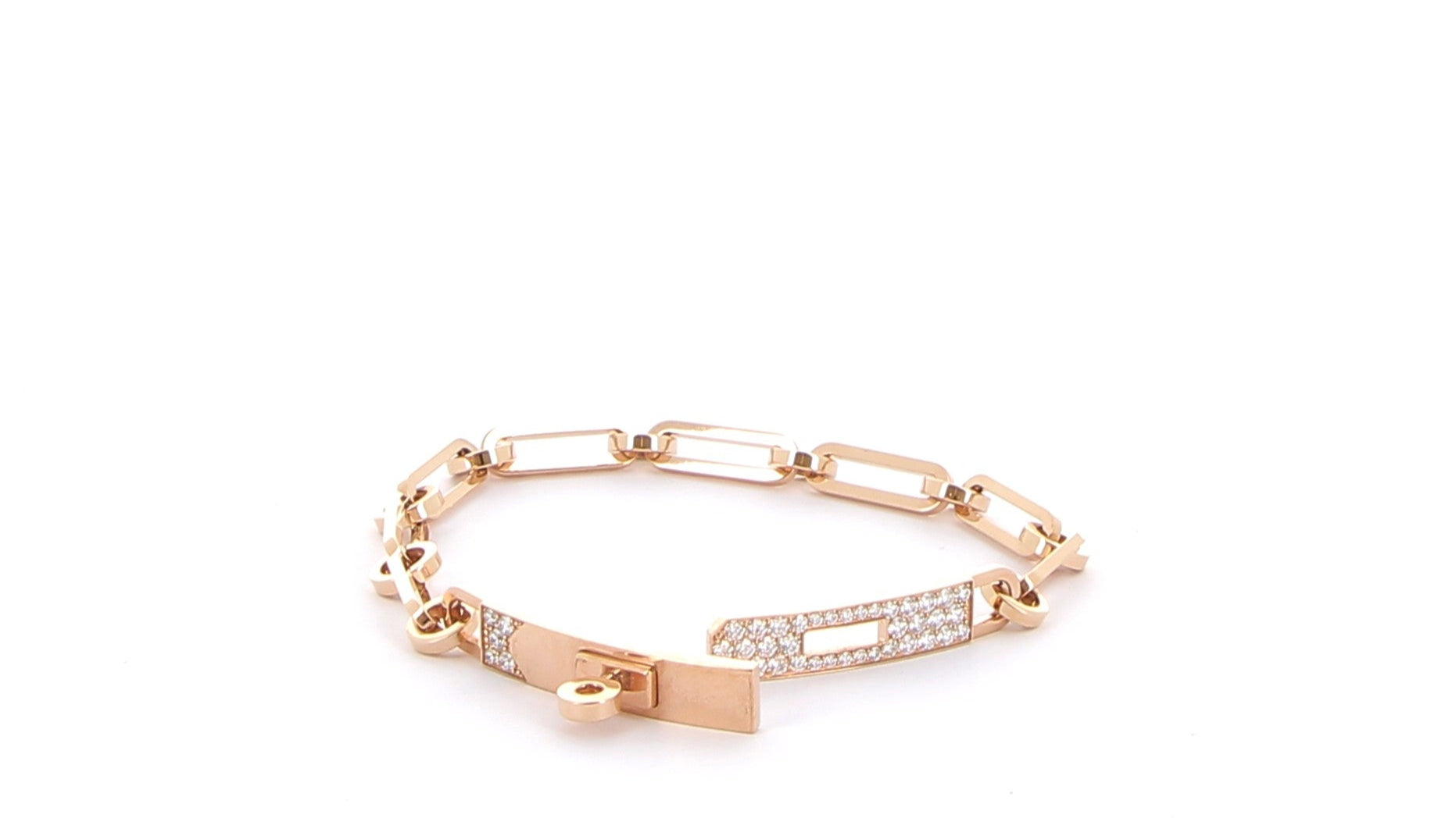 HERMÈS Kelly Chaîne Petit Modèle Bracelet Rose Gold set with diamonds