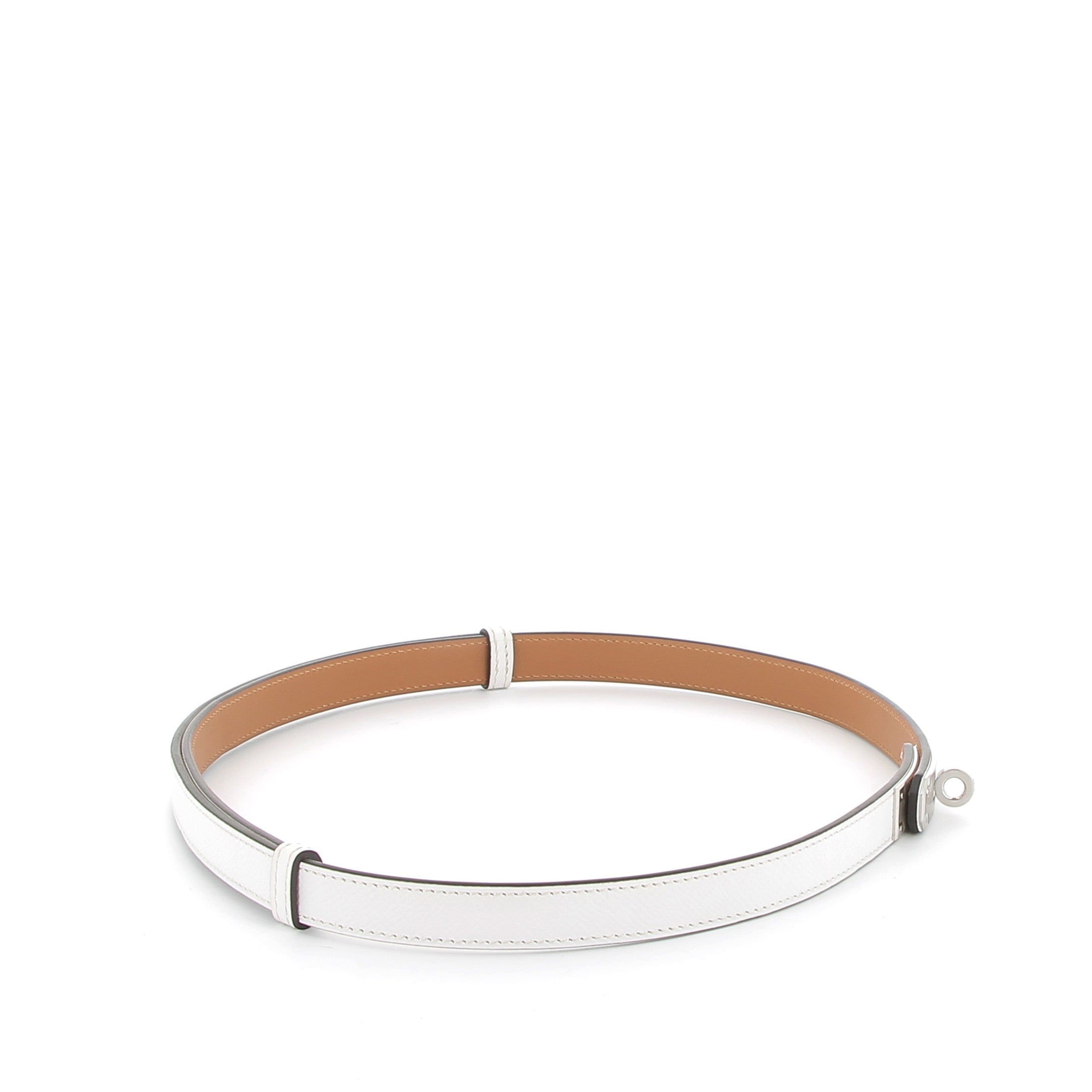 HERMÈS Kelly belt in white Epsom leather with palladium hardware