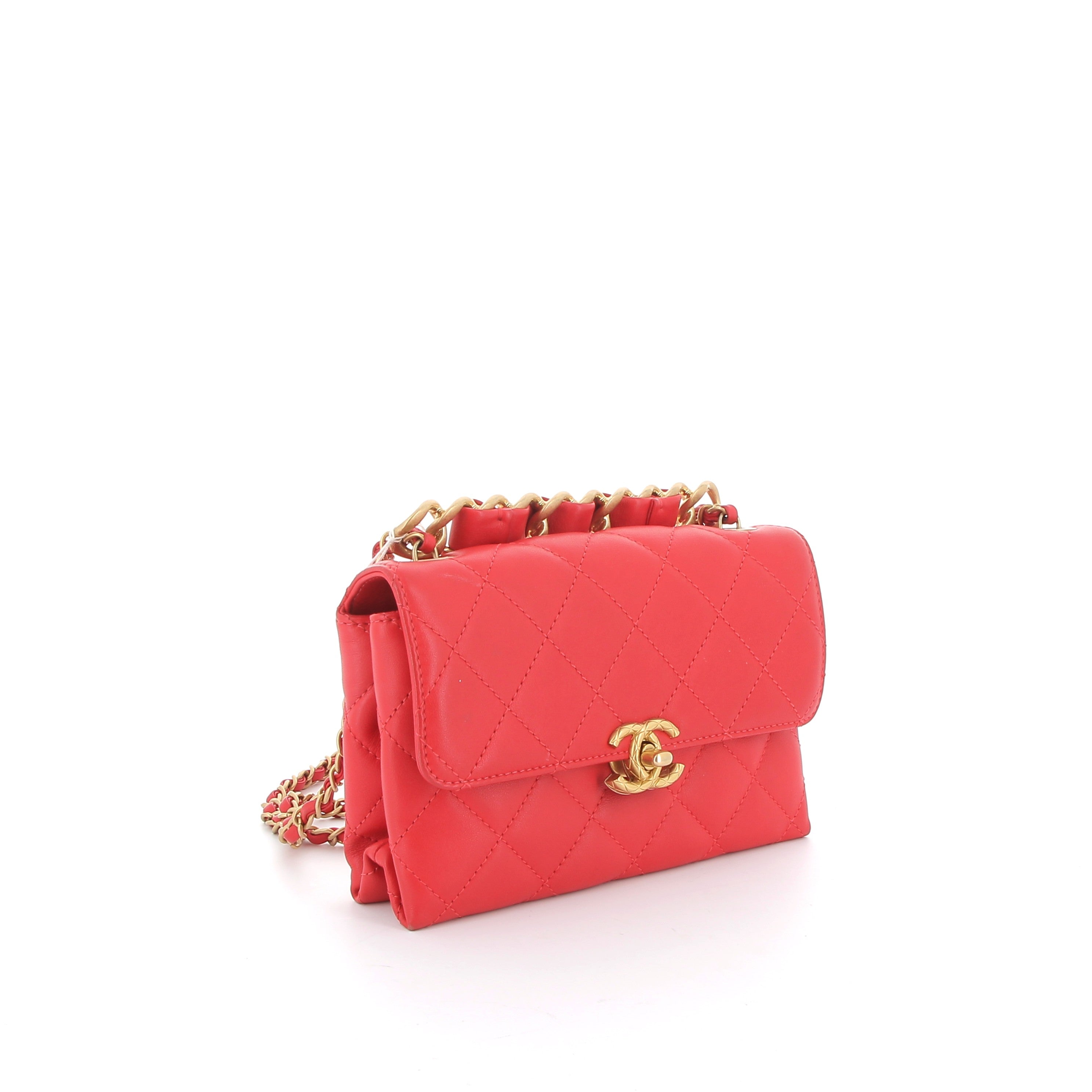 CHANEL Mini Bag Red Quilted Leather