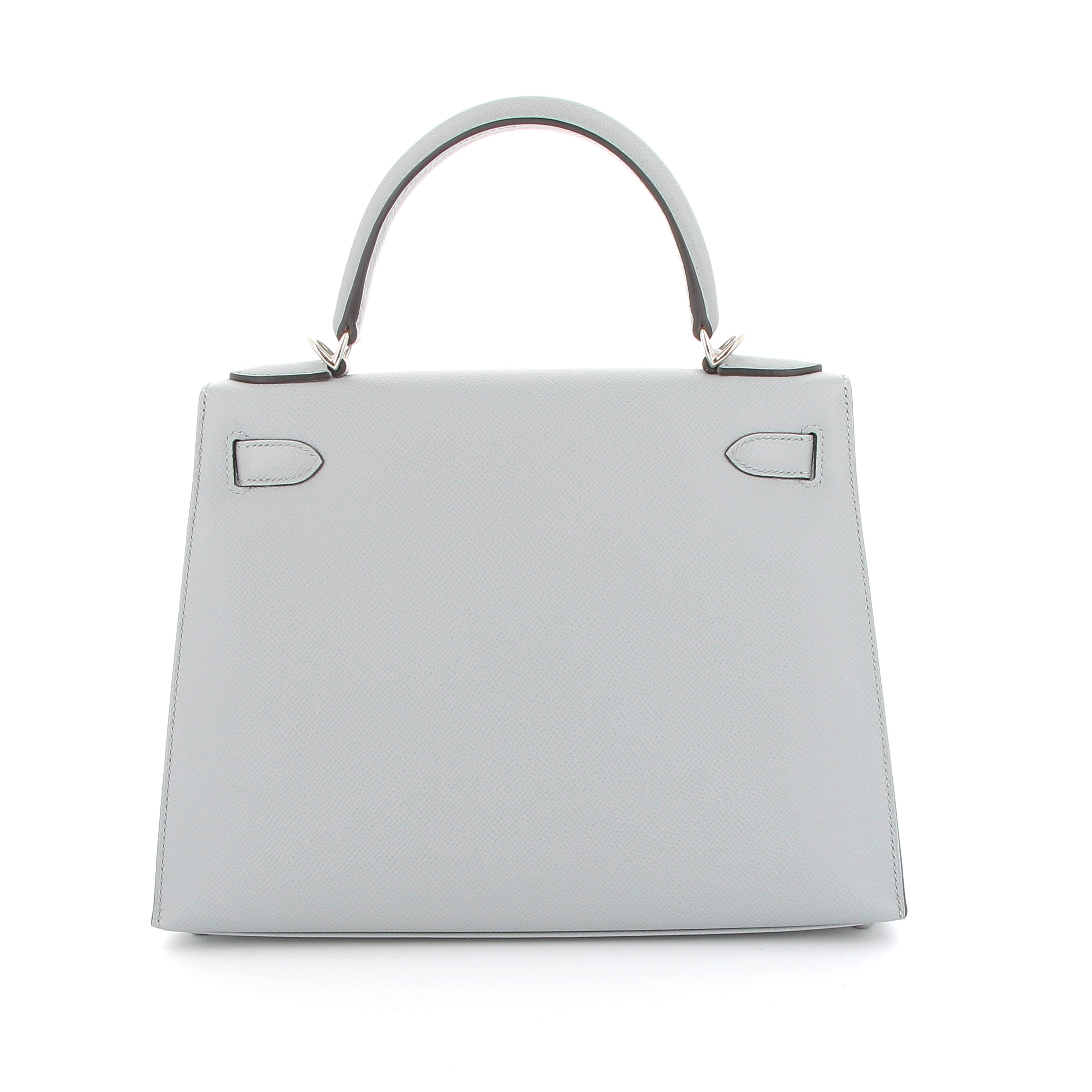 HERMÈS Kelly 28 Bleu Glacier Epsom Palladium hardware
