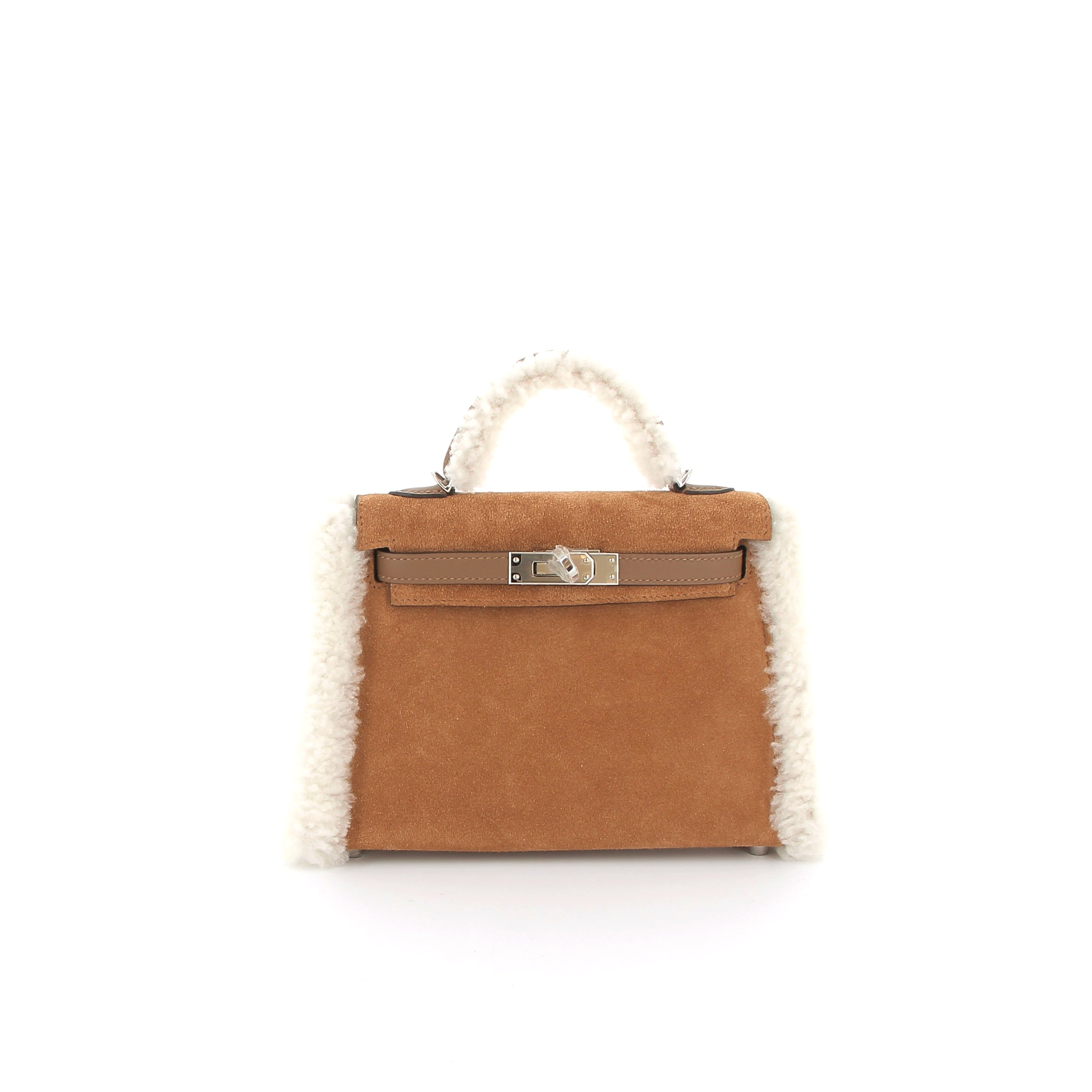 Hermès Limited Edition Mini Kelly 20 Pluch Teddy Alezan Grizzly & Swift Mouton with Palladium Hardware