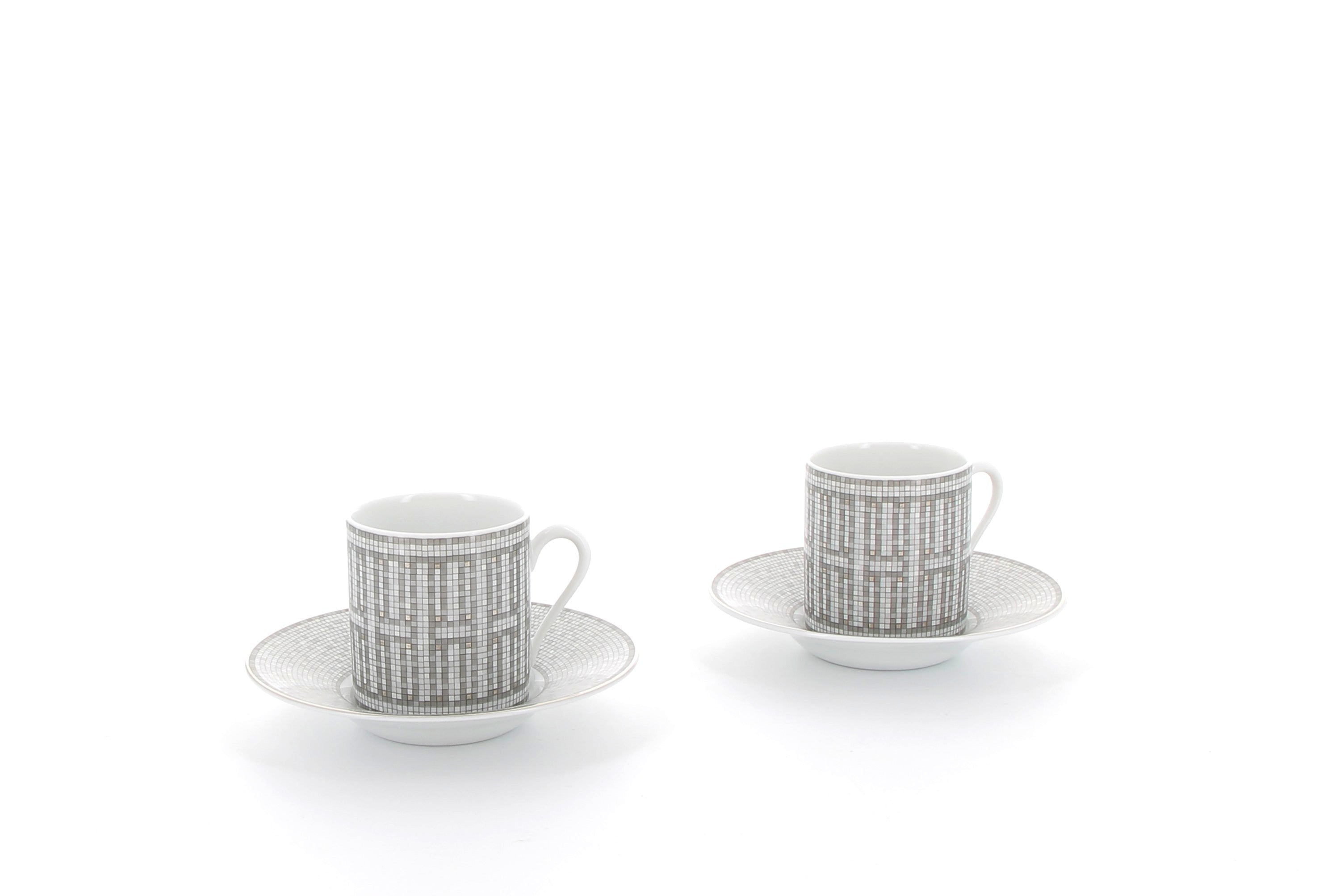 HERMES Coffee cup and saucer Mosaïque au 24 platine