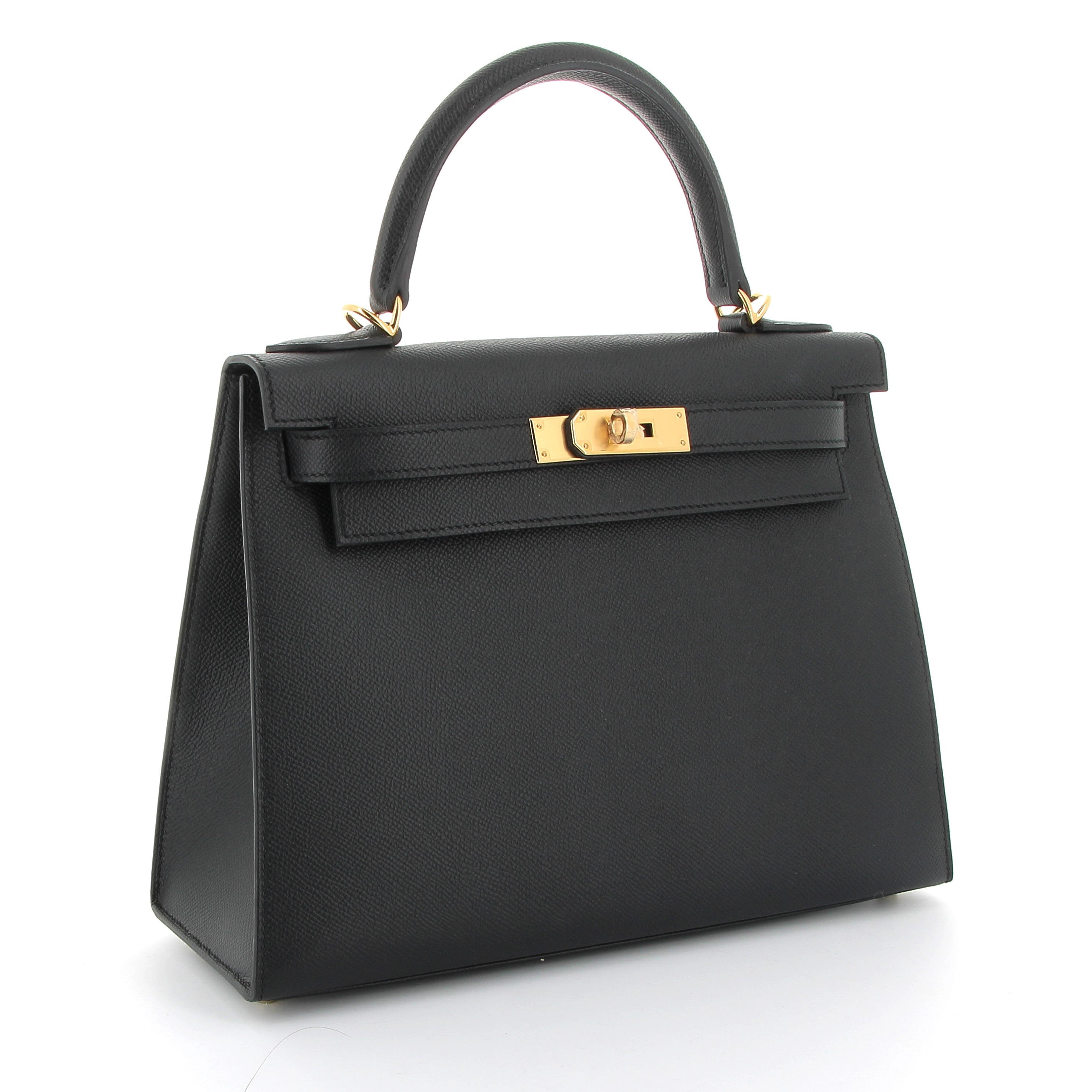 HERMES Kelly 28 Noir Epsom Gold hardware