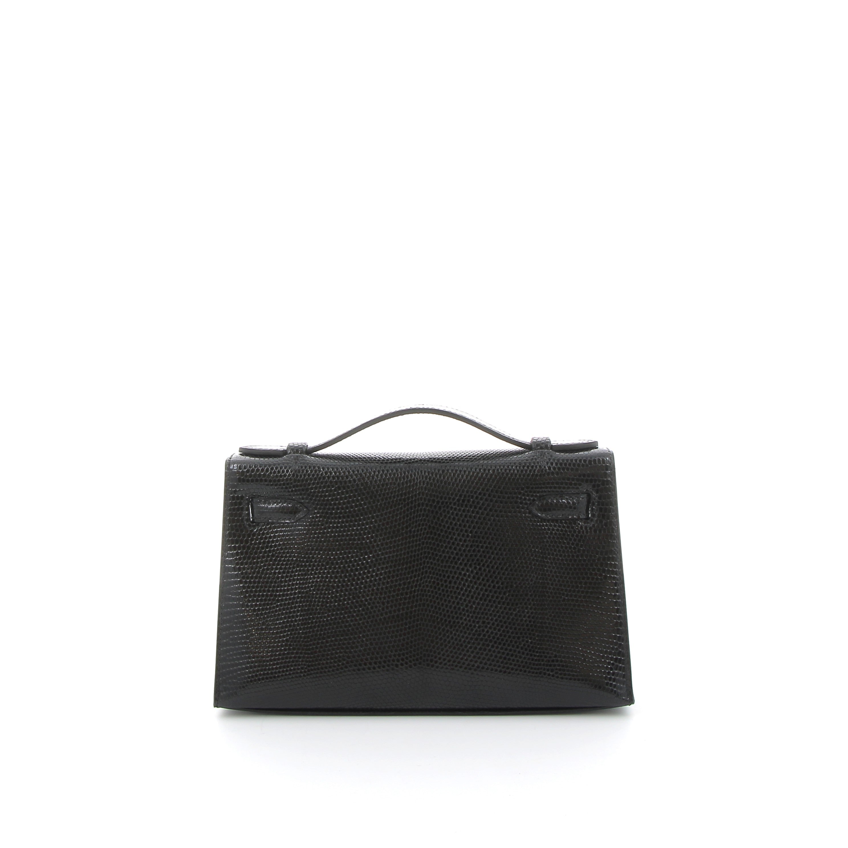 HERMES Kelly Pochette Noir Lizard Gold Hardware (GHW)